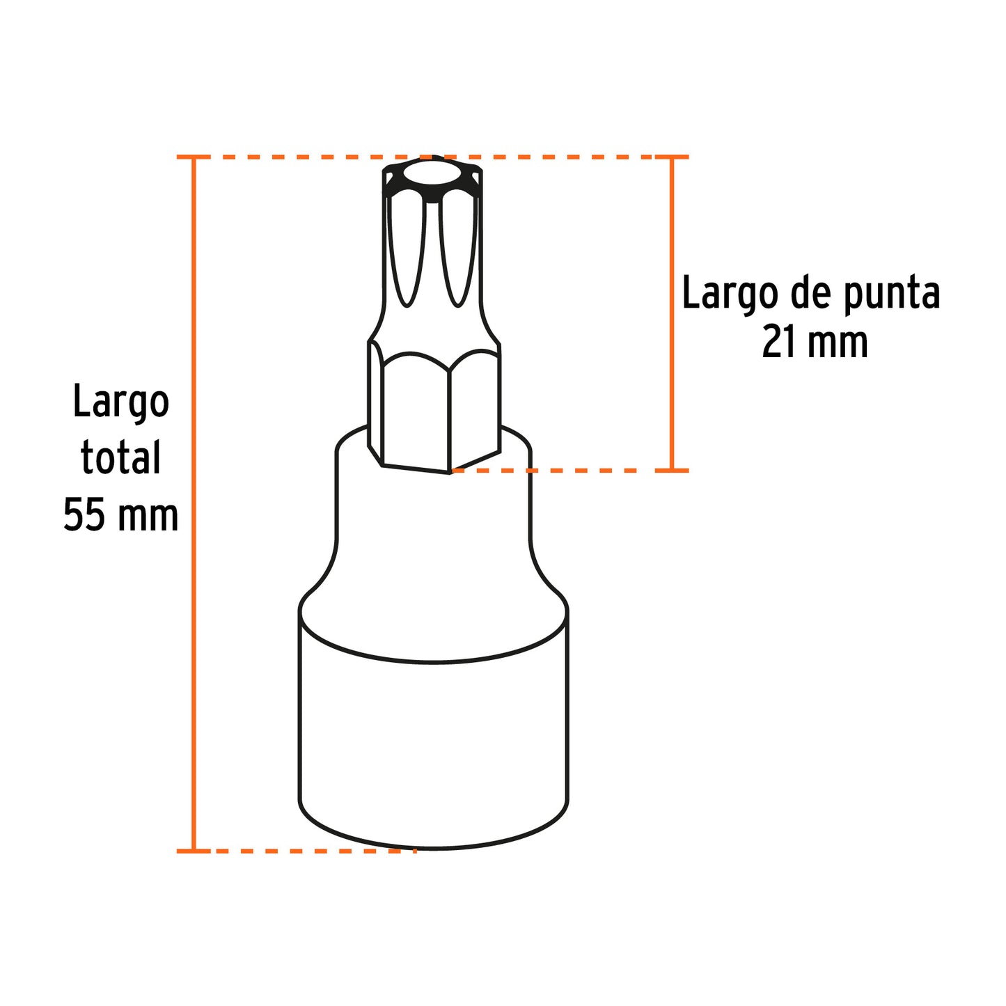 Juego de 7 dados cuadro 1/2' punta torx, Truper