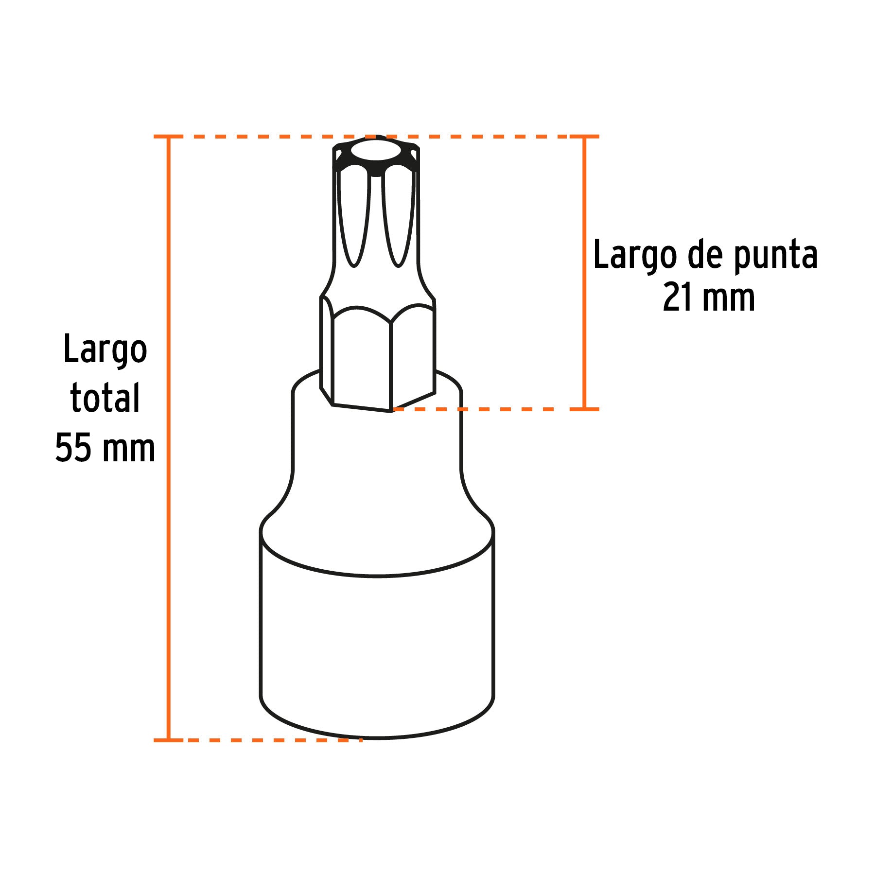 Juego de 7 dados cuadro 1/2' punta torx, Truper