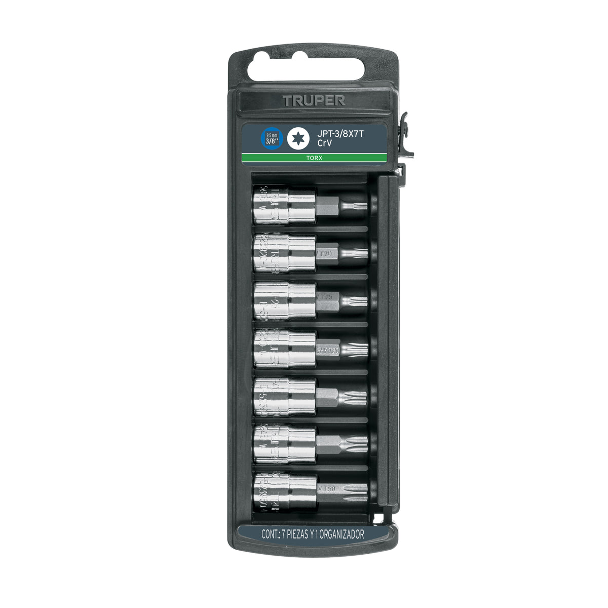 Juego de dados, punta torx, cuadro 3/8", 7 piezas