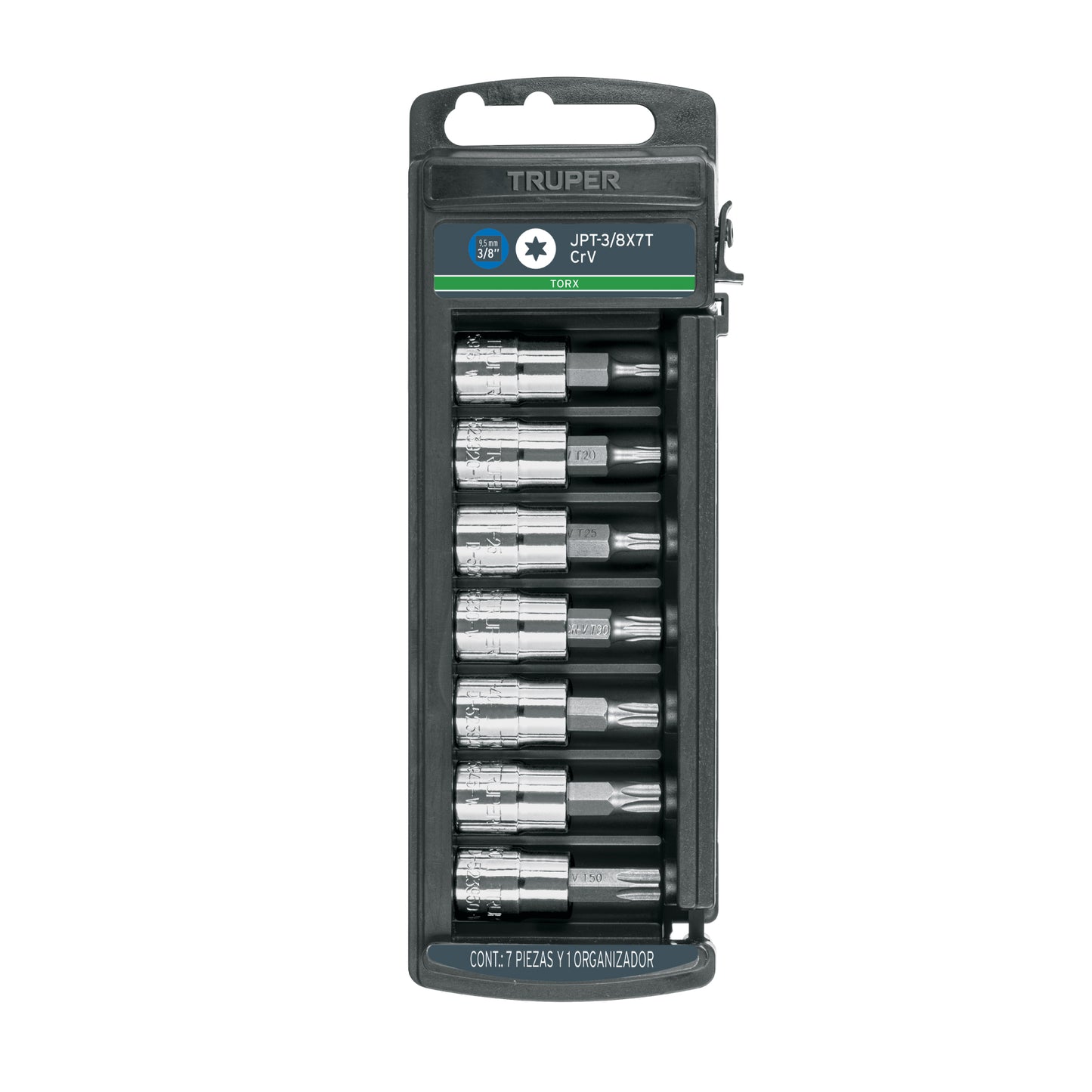 Juego de dados, punta torx, cuadro 3/8", 7 piezas