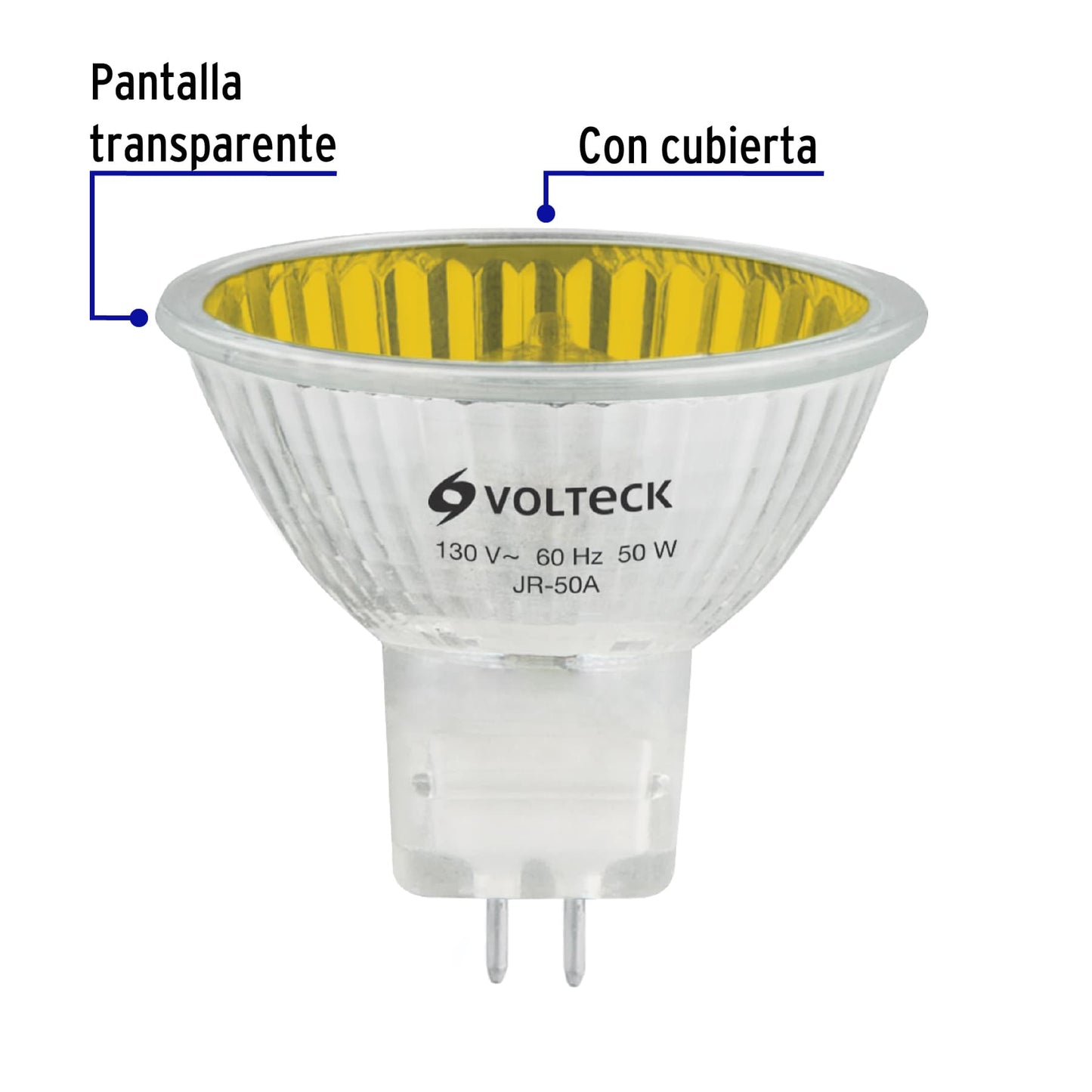 Foco de halógeno tipo JR, 50 w, amarillo, Volteck