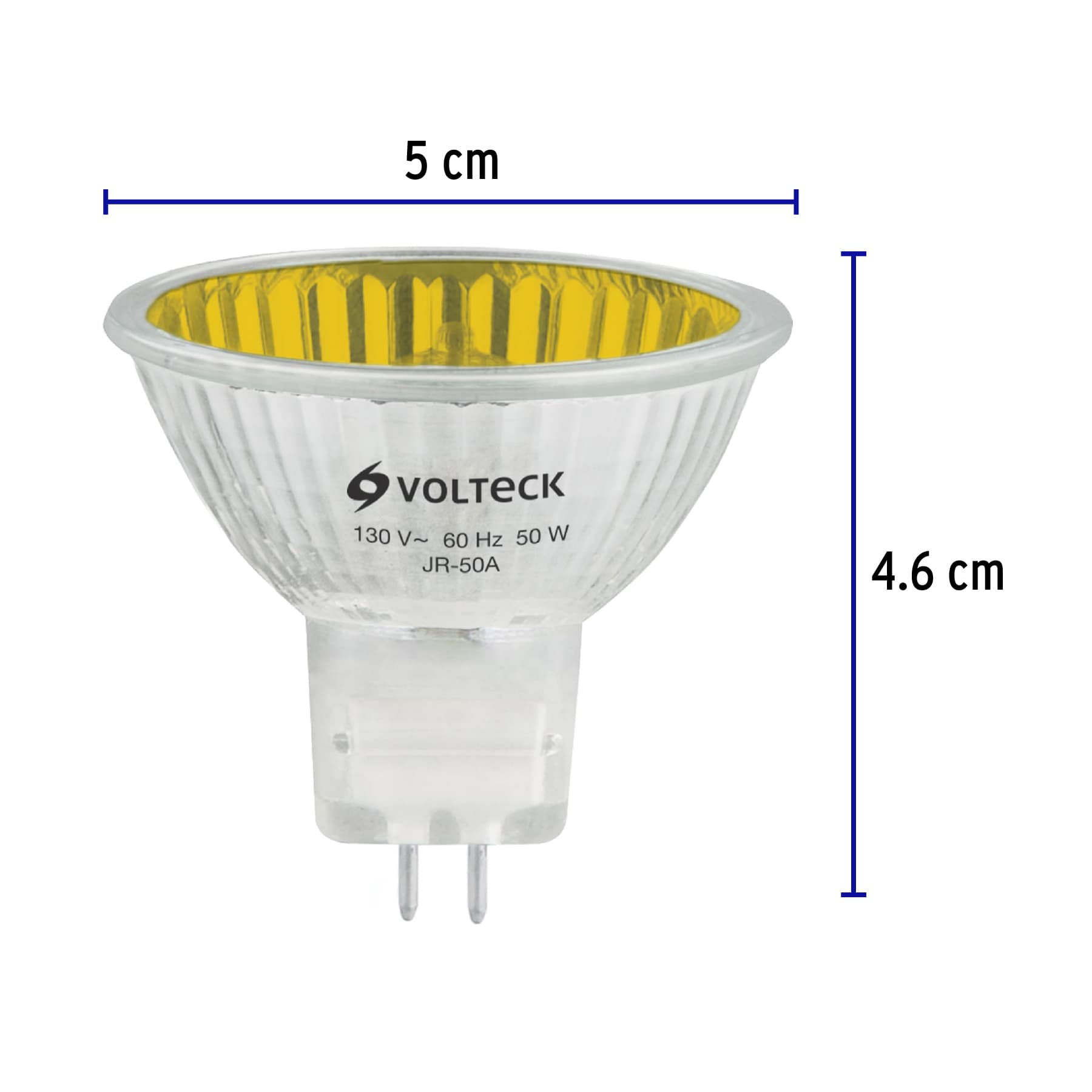Foco de halógeno tipo JR, 50 w, amarillo, Volteck