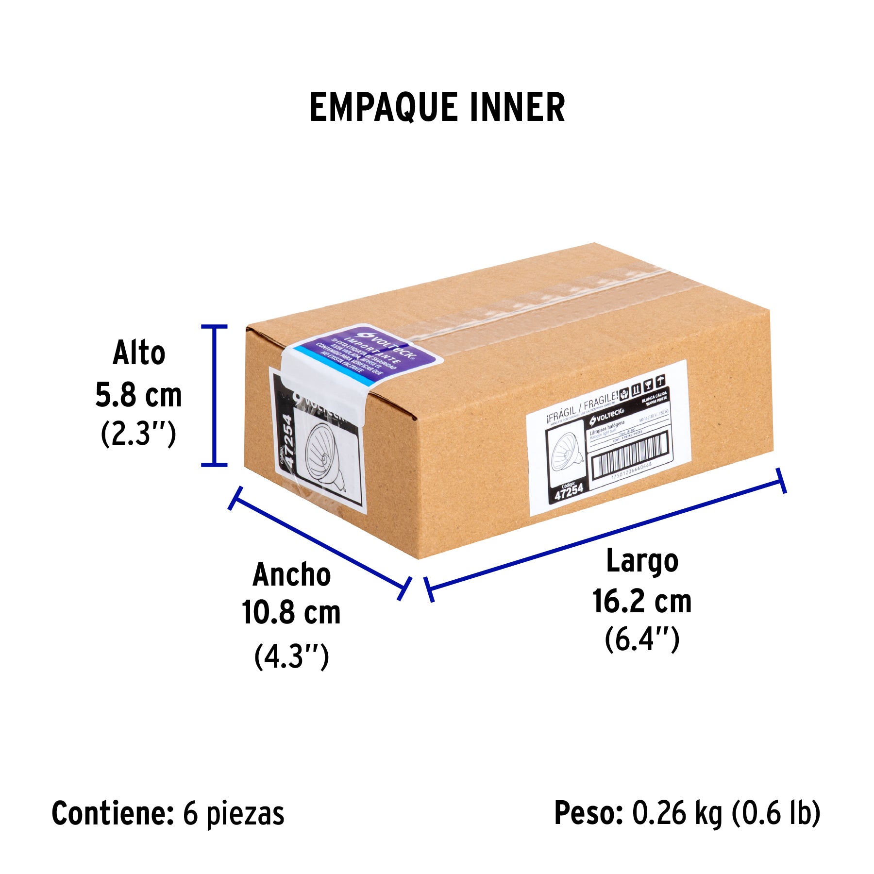 Foco de halógeno tipo JR, 50 w, transparente, Volteck