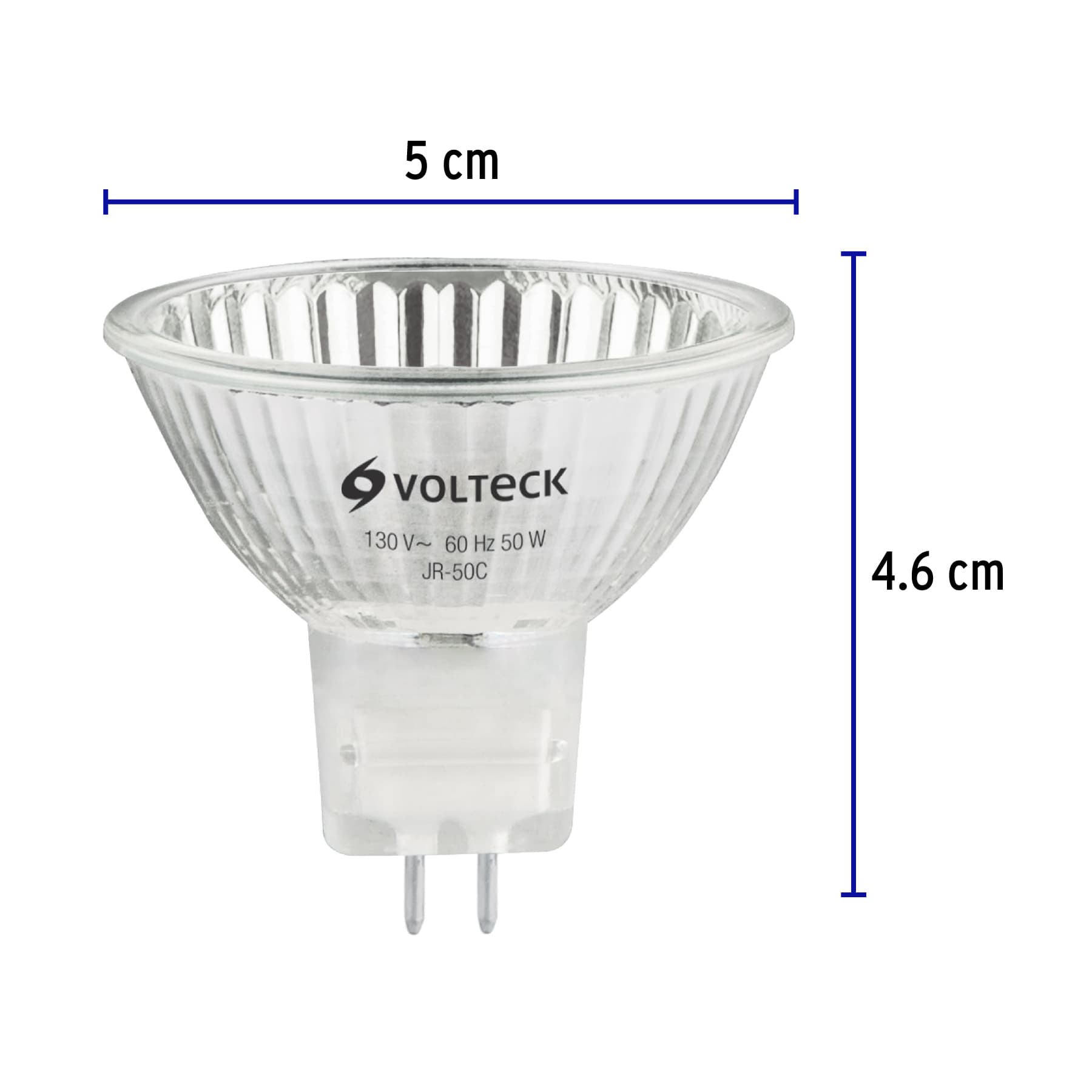 Foco de halógeno tipo JR, 50 w, transparente, Volteck