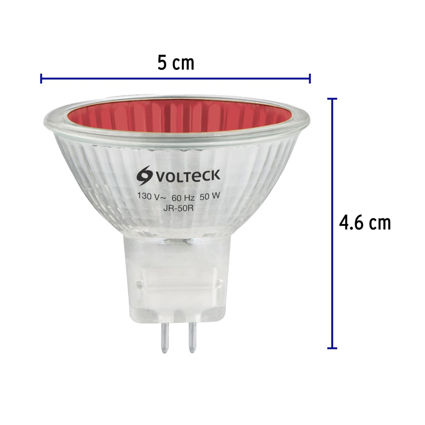 Foco de halógeno tipo JR, 50 w, rojo, Volteck