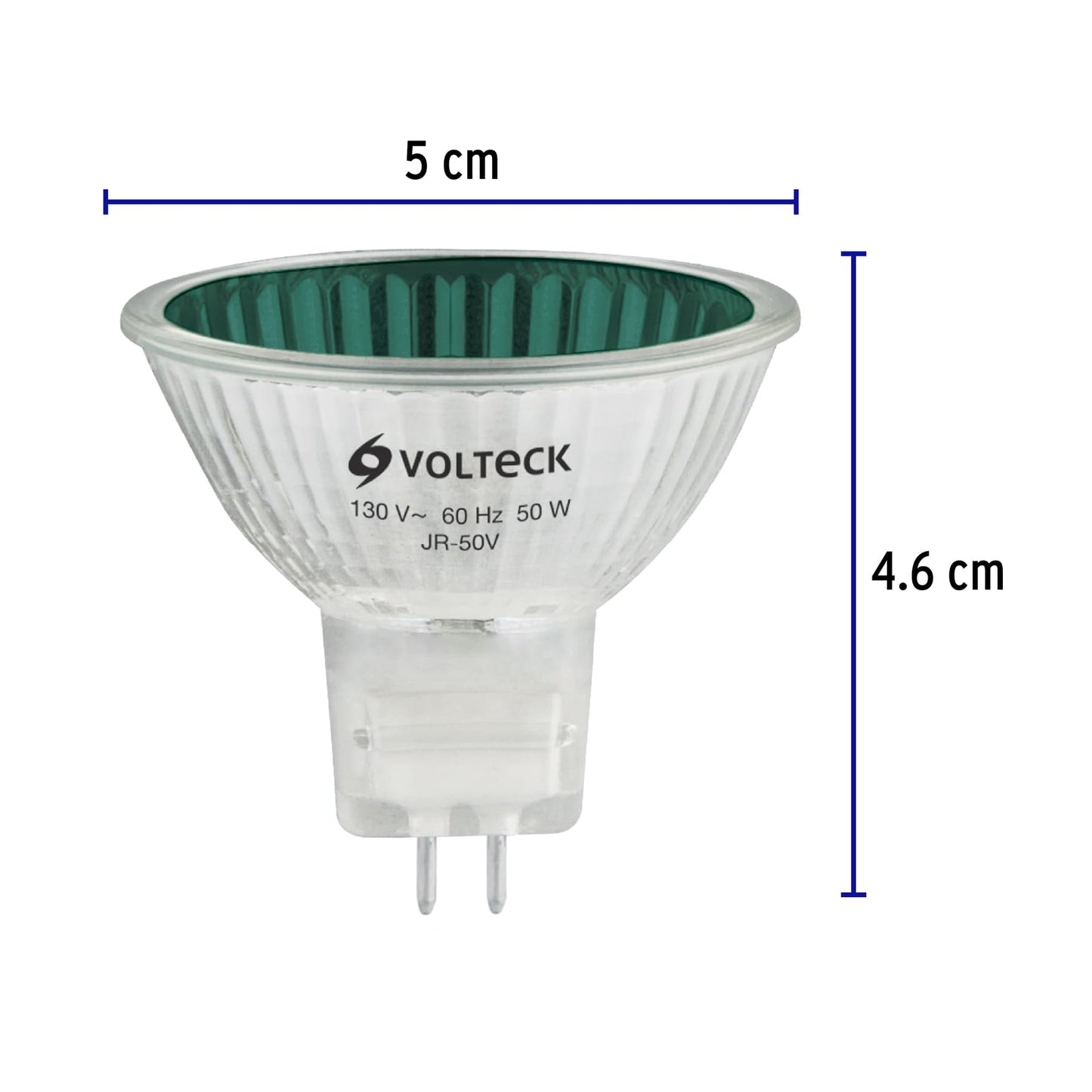 Foco de halógeno tipo JR, 50 w, verde, Volteck