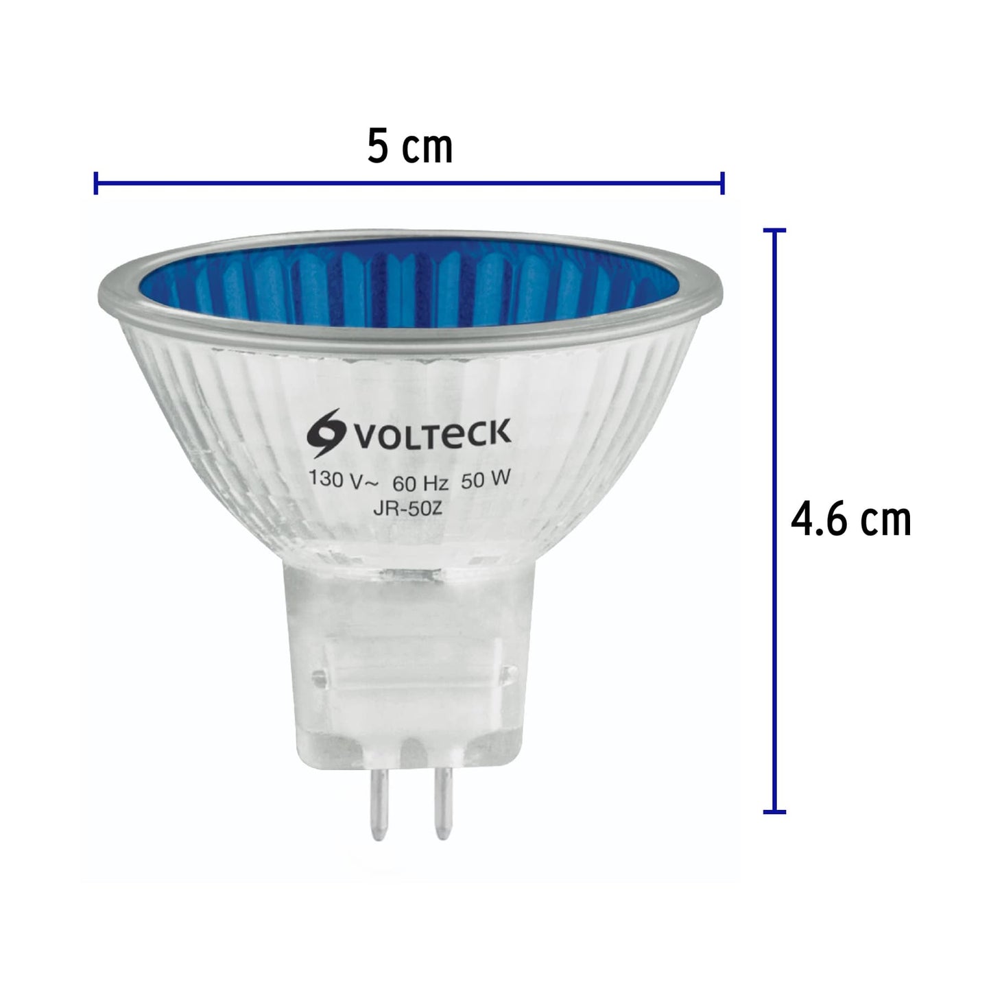 Foco de halógeno tipo JR, 50 w, azul, Volteck