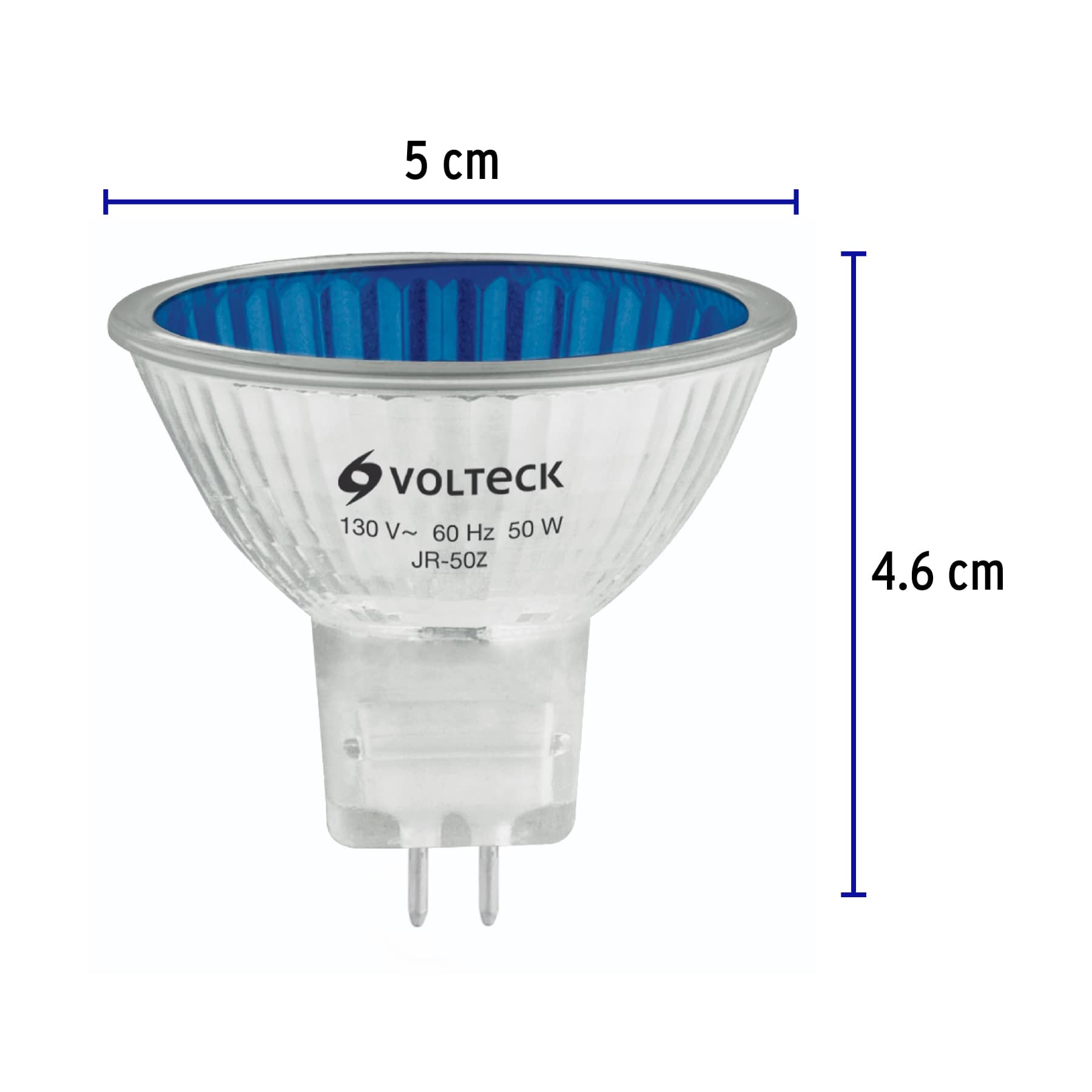 Foco de halógeno tipo JR, 50 w, azul, Volteck
