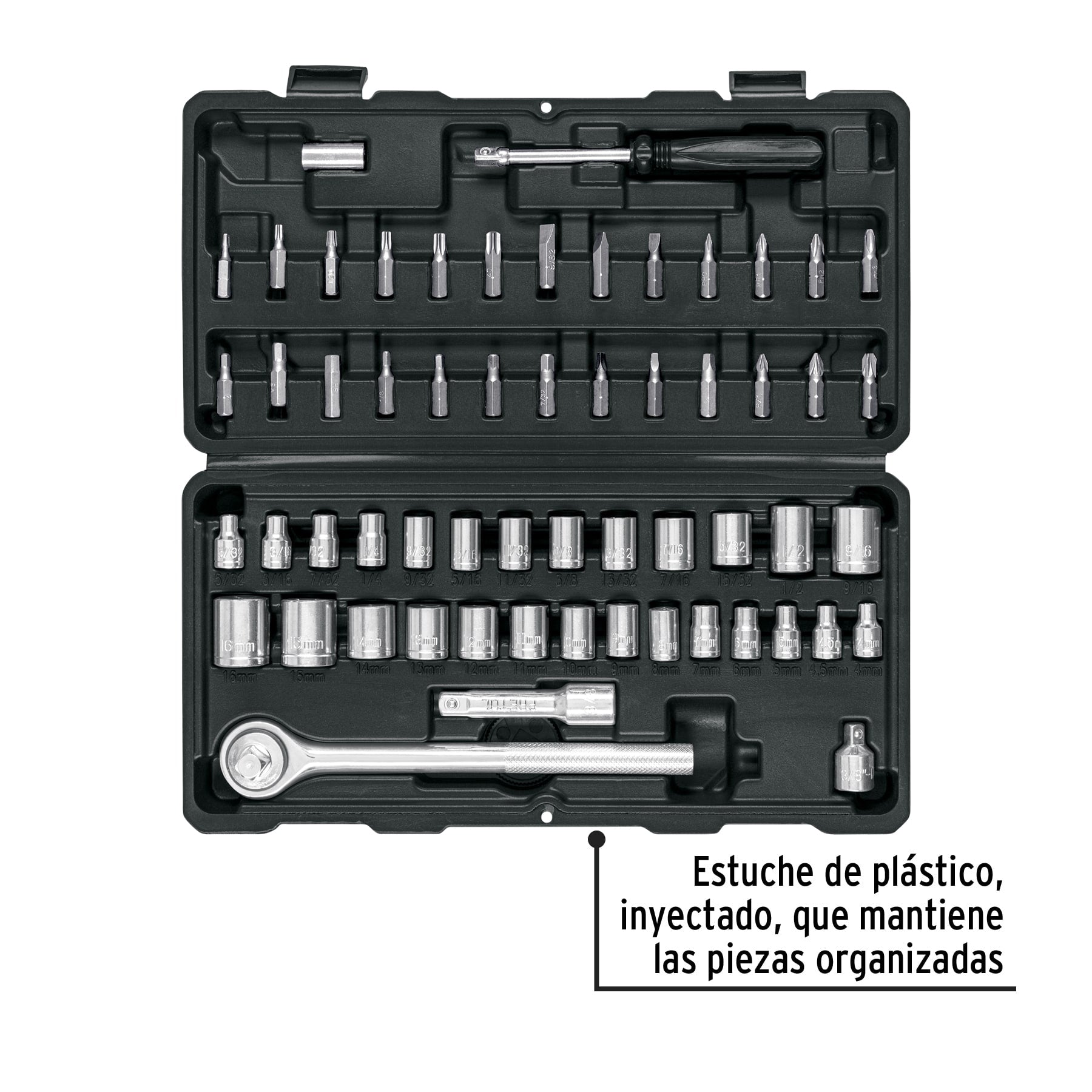 Juego de 60 herramientas 1/4' y 3/8' para mecánico, Pretul