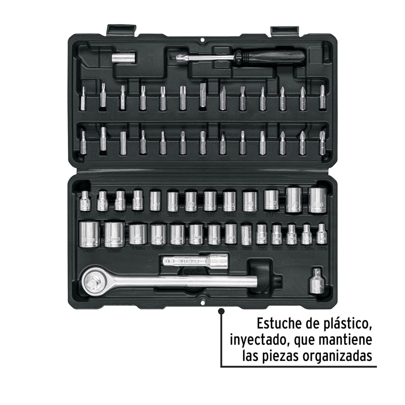 Juego de 60 herramientas 1/4' y 3/8' para mecánico, Pretul