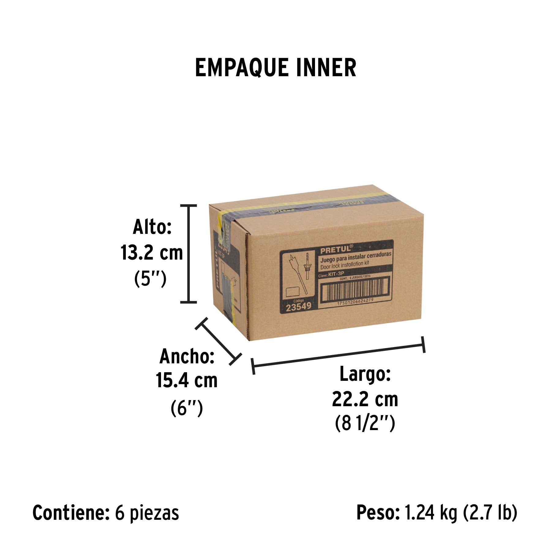 Kit3 brocasierras para madera para cerraduras,blister,Pretul