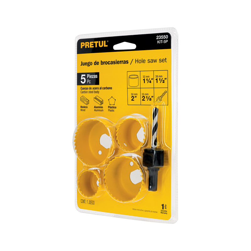 Kit 5 brocasierras para madera, blister, Pretul