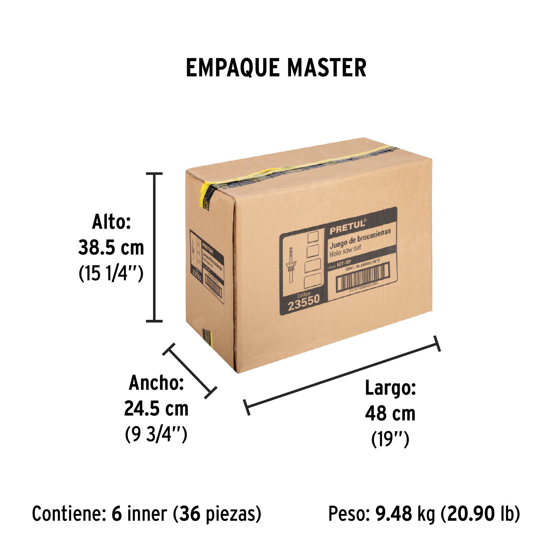 Kit 5 brocasierras para madera, blister, Pretul