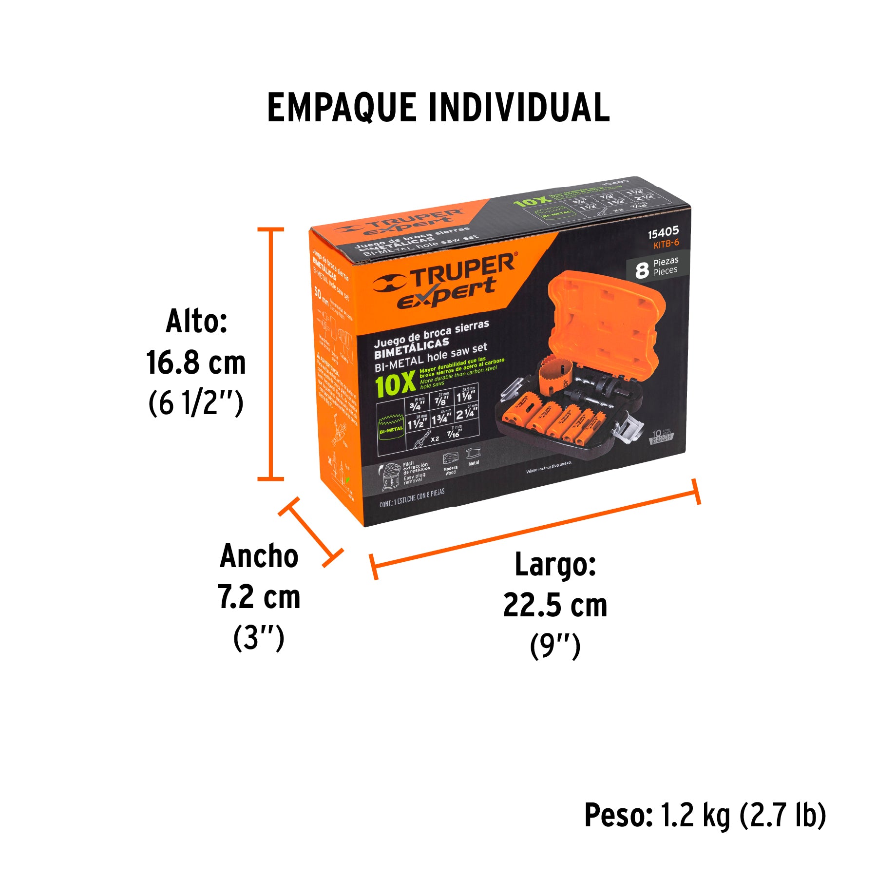 Juego de brocasierras bimetálicas, 8 piezas, Truper Expert