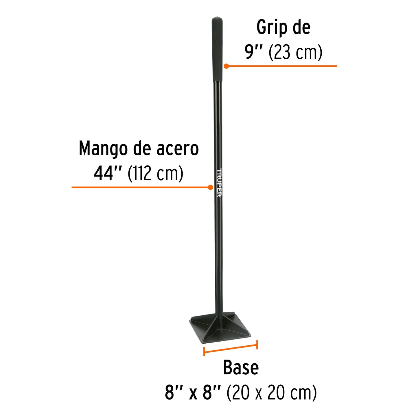 Pisón 8"x8" con mango de acero de 48"