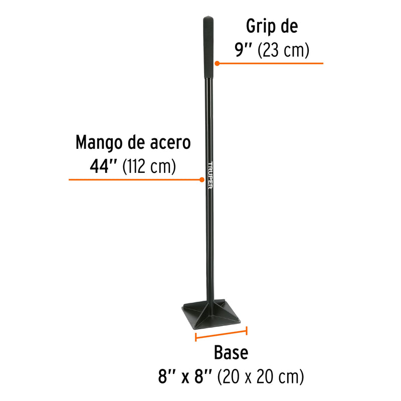 Pisón 8"x8" con mango de acero de 48"