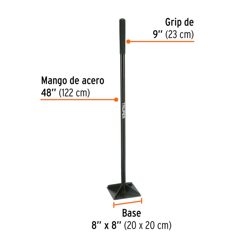 Pisón 8"x8" con mango de acero de 48"