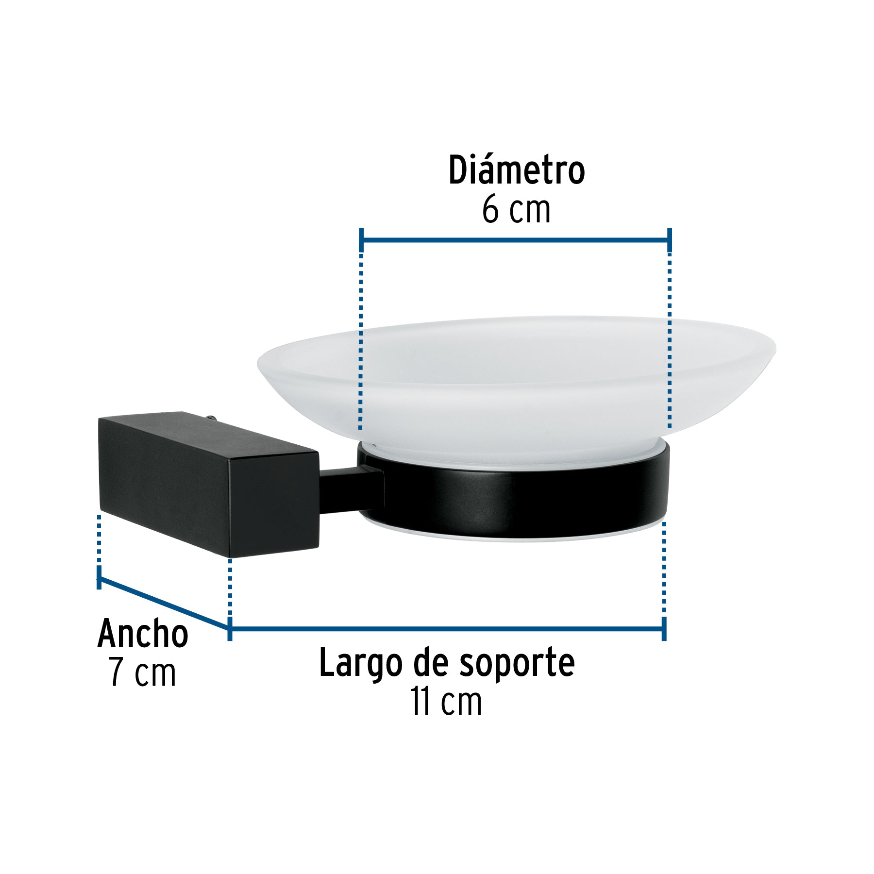 Jabonera con plato de vidrio, negro, FOSET KUBO