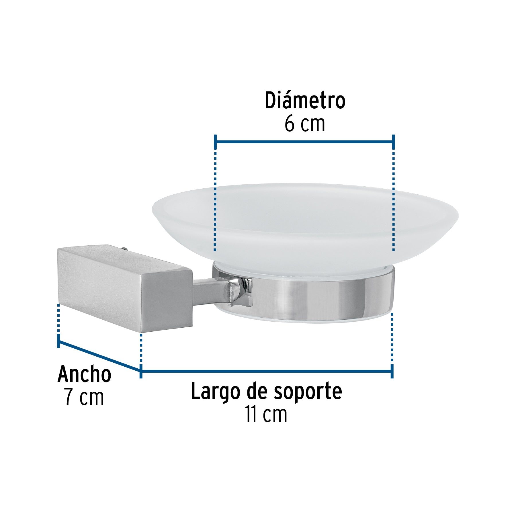 Jabonera con plato de vidrio, cromo, FOSET KUBO