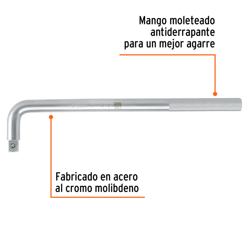 Mango en "L" de 18"x 25 mm para dados cuadro 3/4"