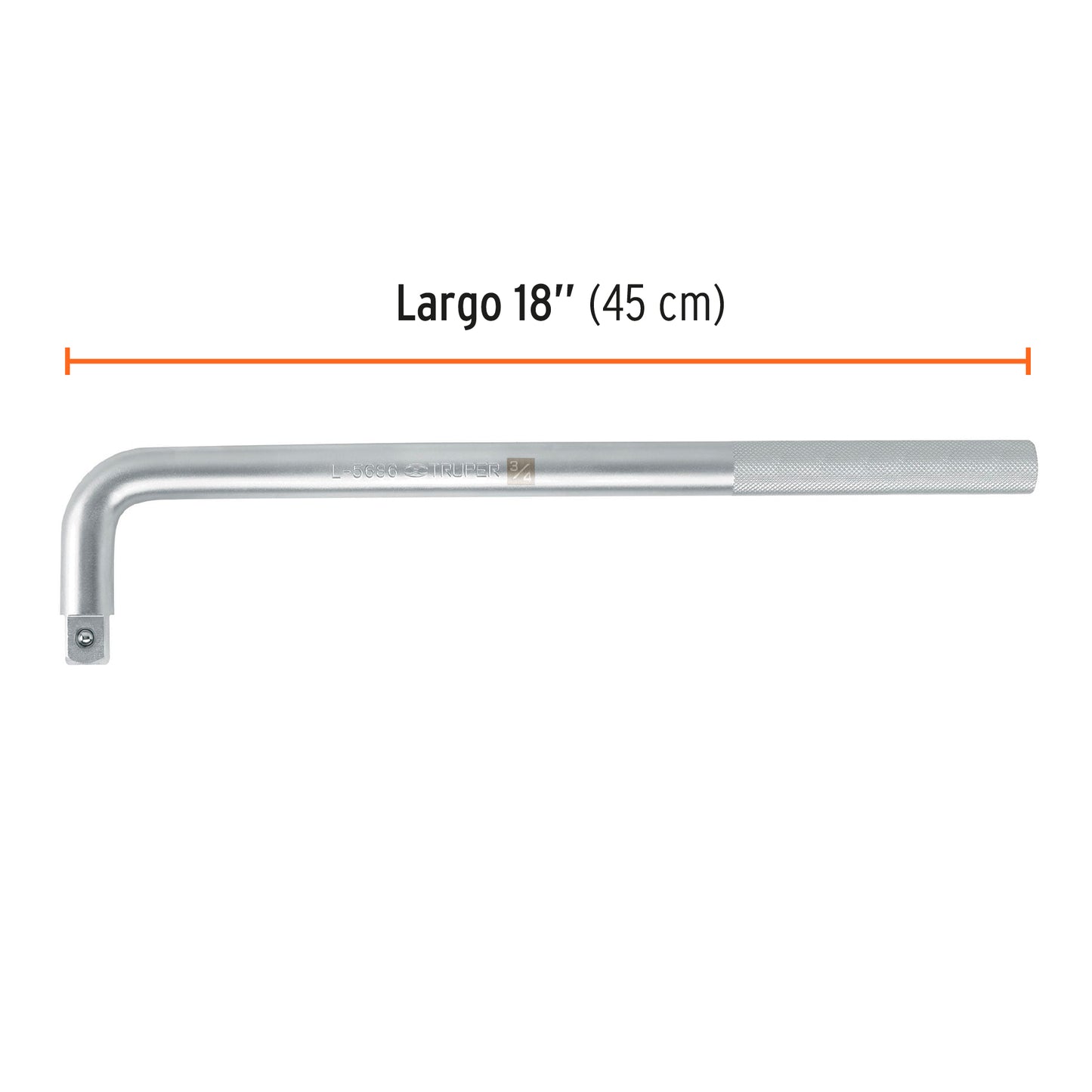 Mango en "L" de 18"x 25 mm para dados cuadro 3/4"