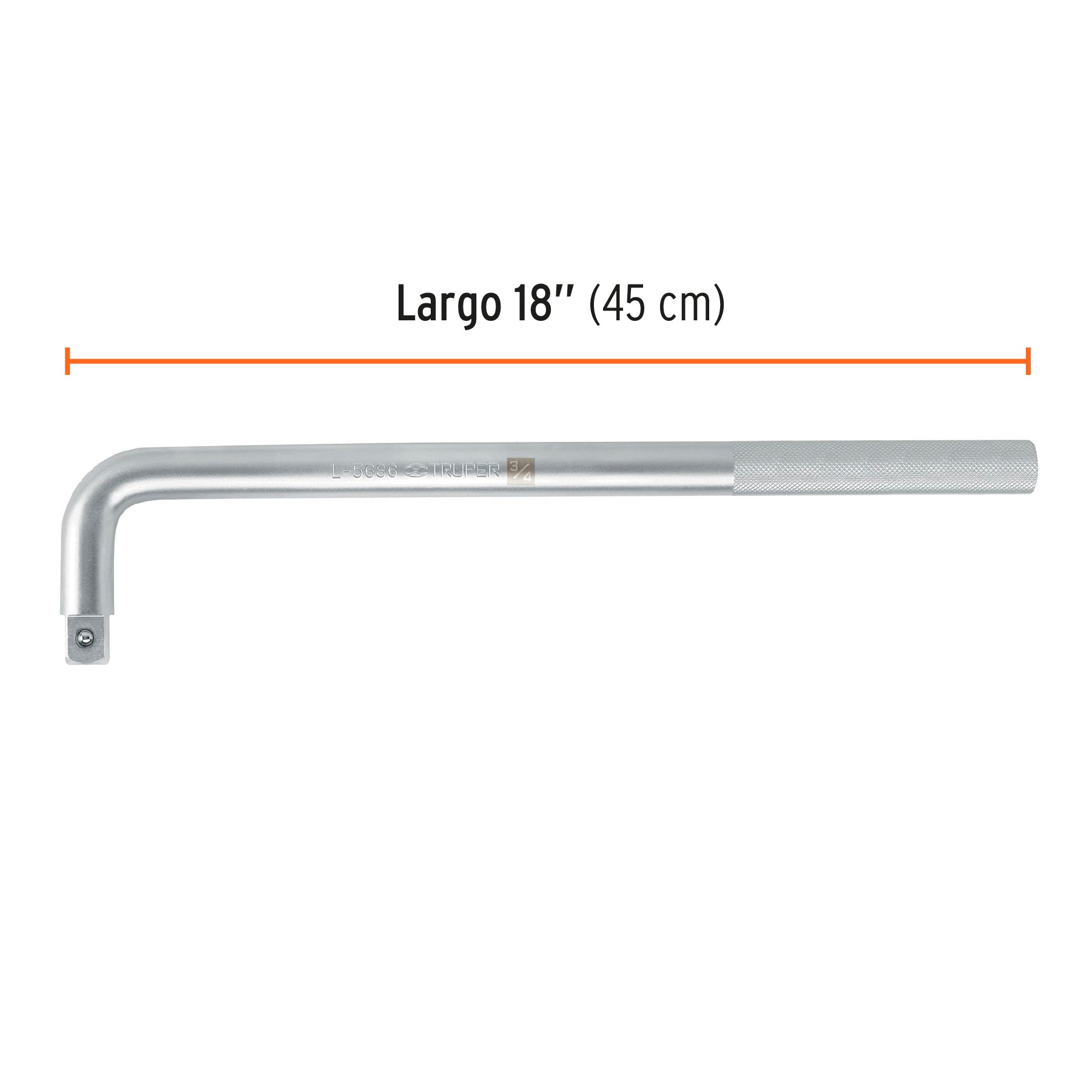 Mango en "L" de 18"x 25 mm para dados cuadro 3/4"