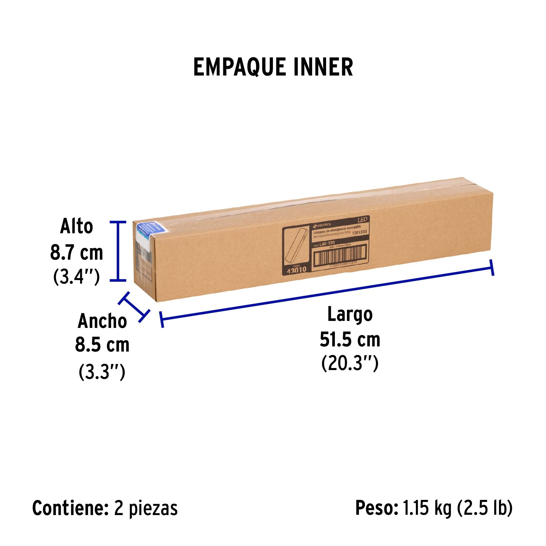 Lámpara de emergencia recargable 1000 lm, 120 LEDS