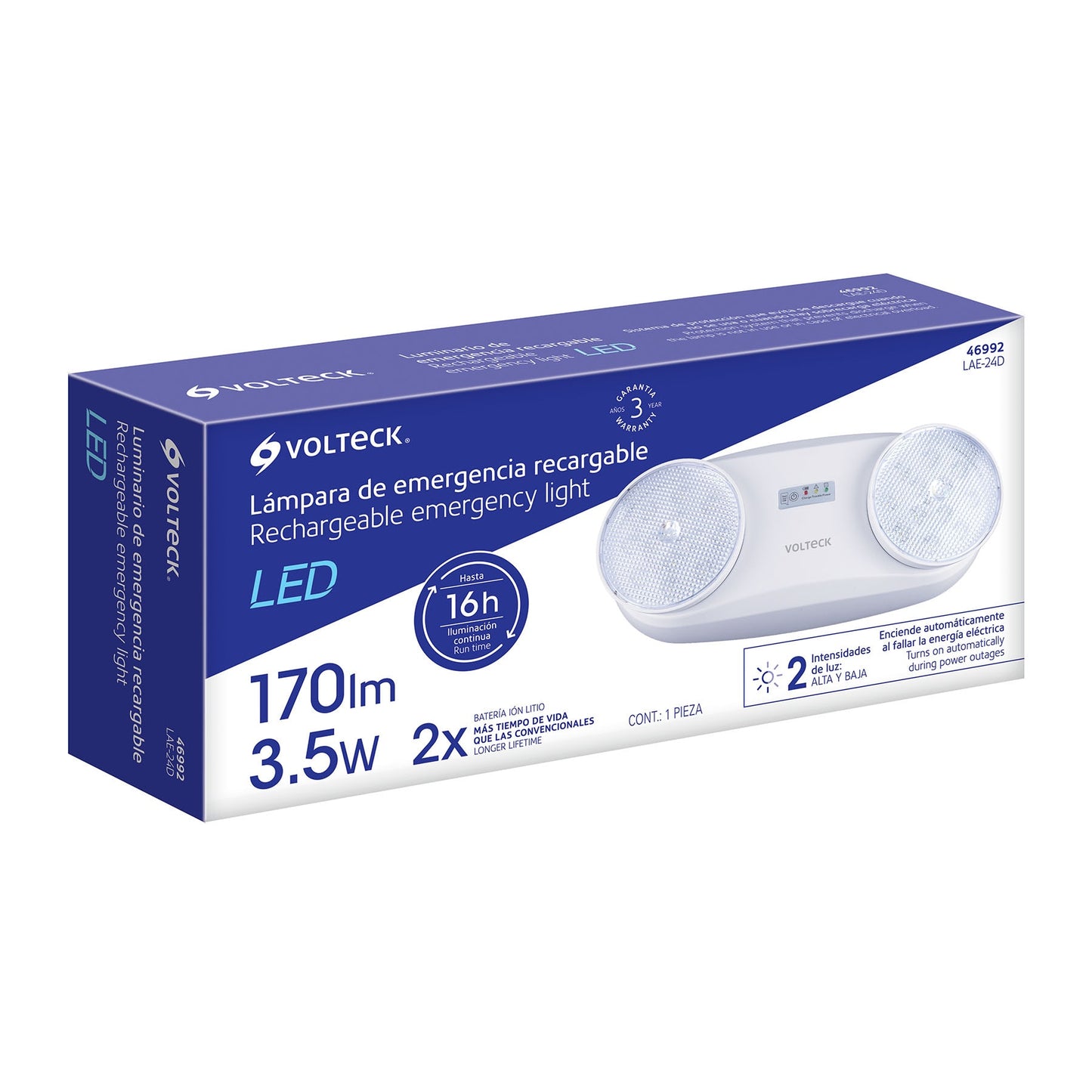 Lámpara de emergencia de 24 Leds 170 lm dirigible recargable