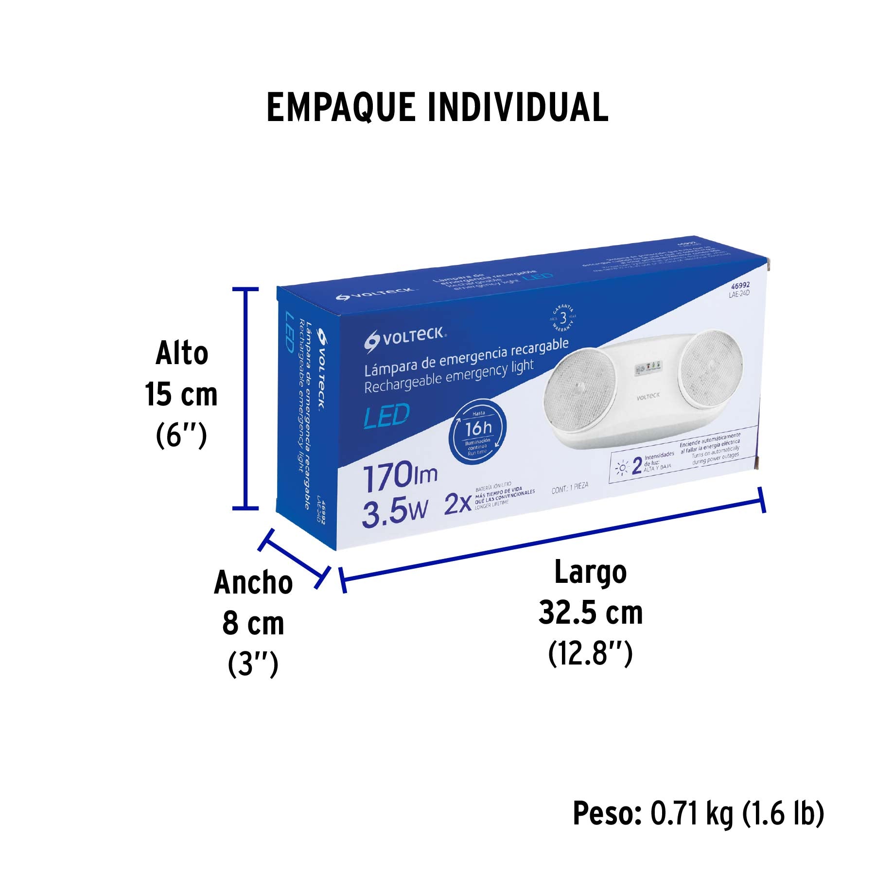 Lámpara de emergencia de 24 Leds 170 lm dirigible recargable