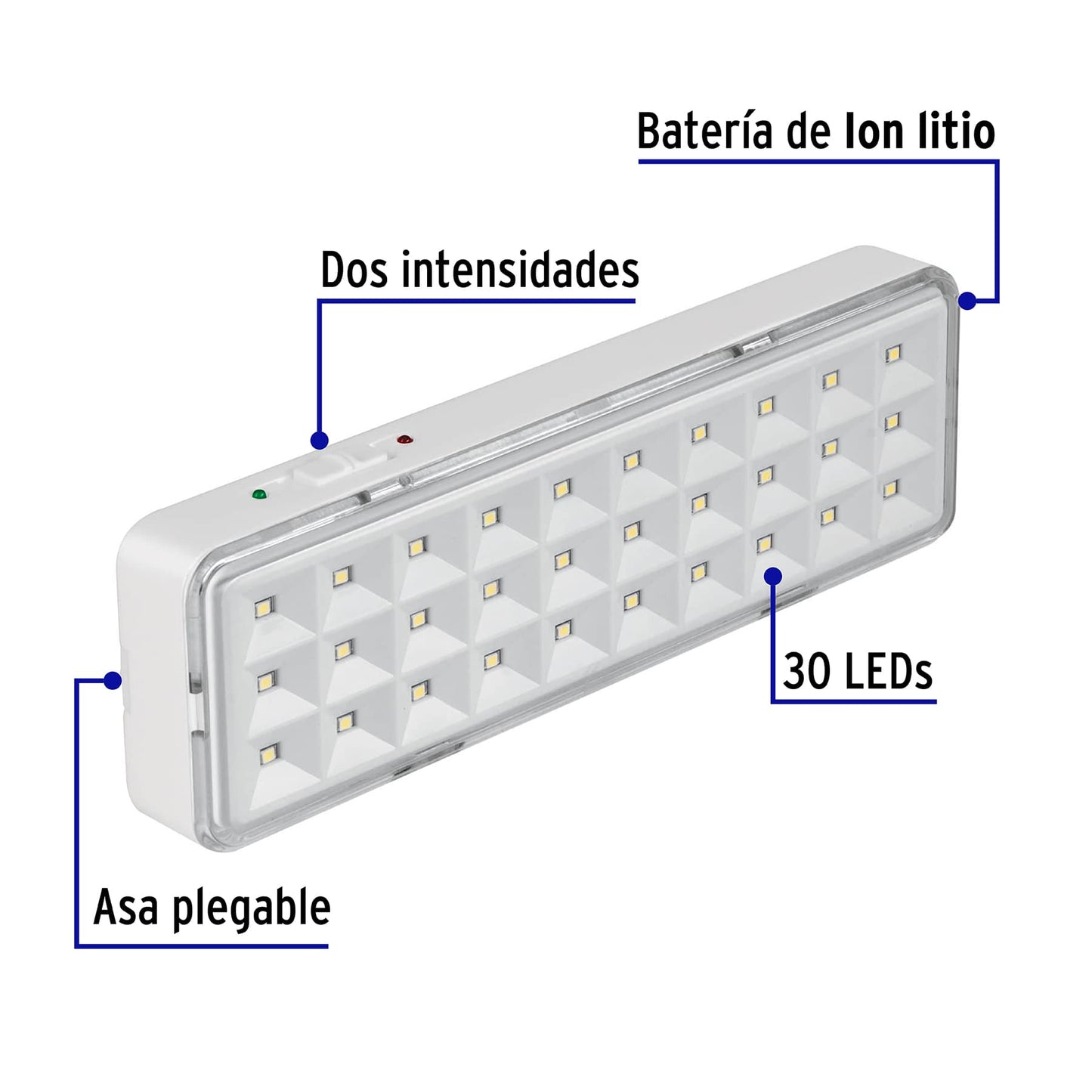 Lámpara de emergencia recargable 220 lm, 30 LEDS