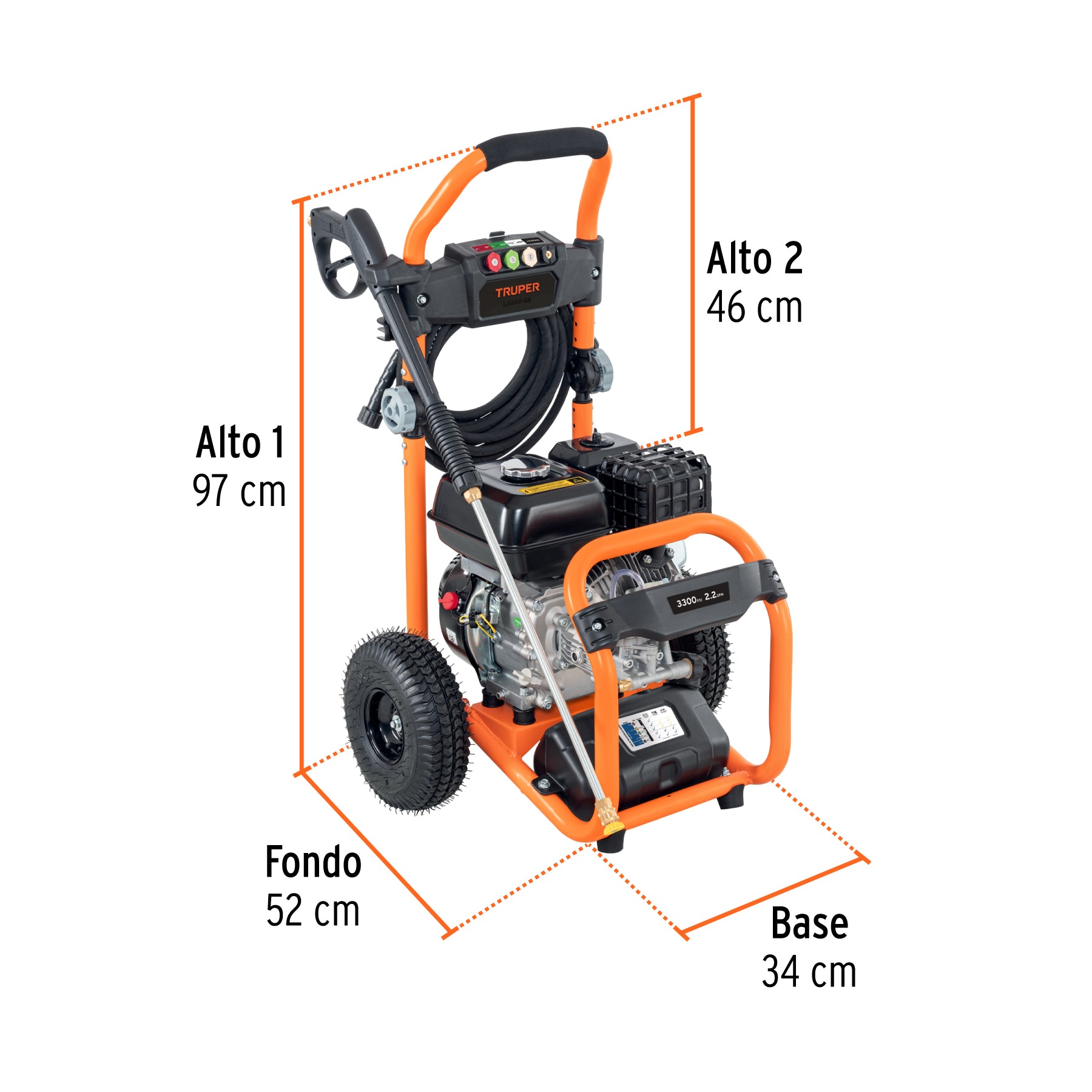 Hidrolavadora con motor a gasolina, 3,300 PSI, TRUPER