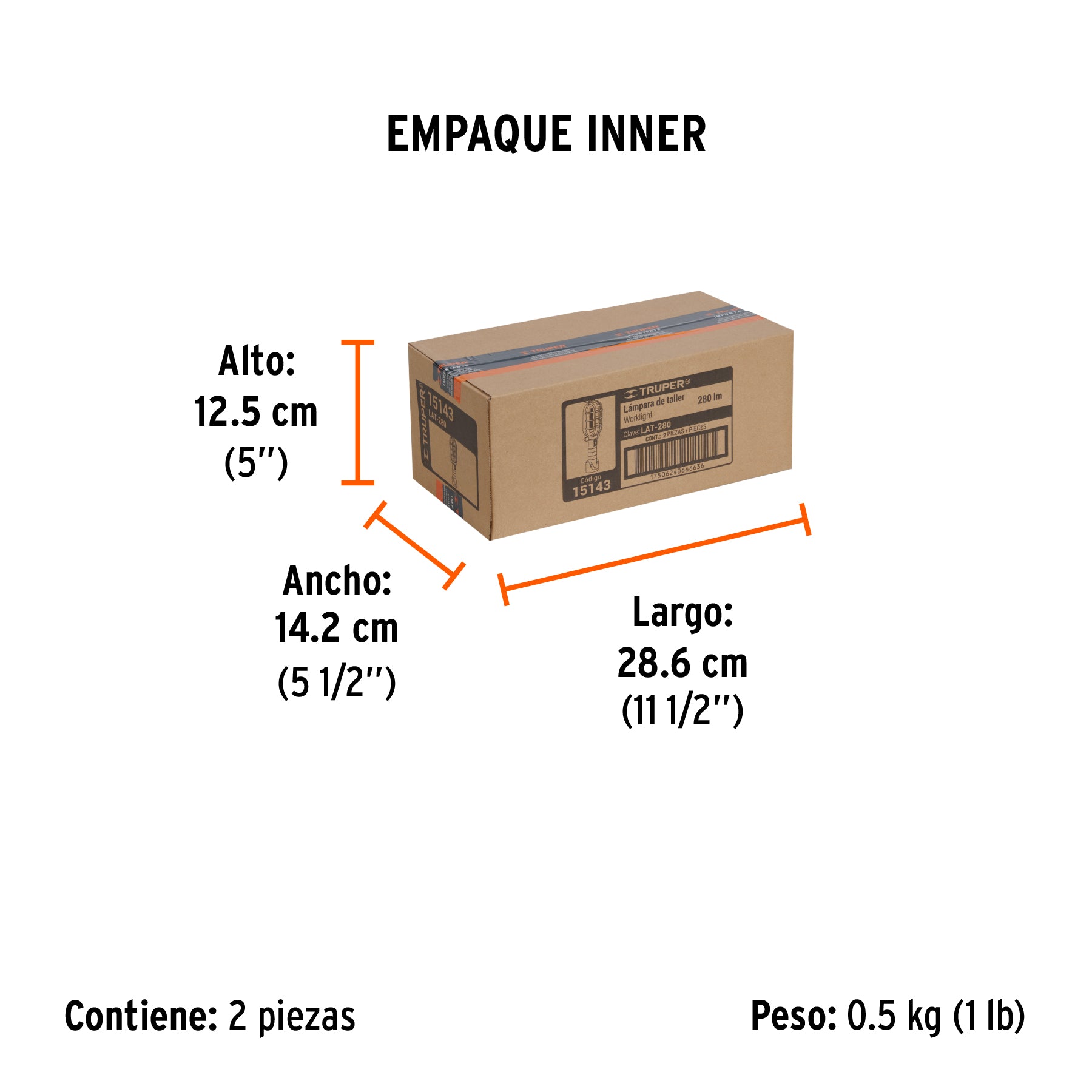 Lámpara de taller recargable de LED, 280 lúmenes