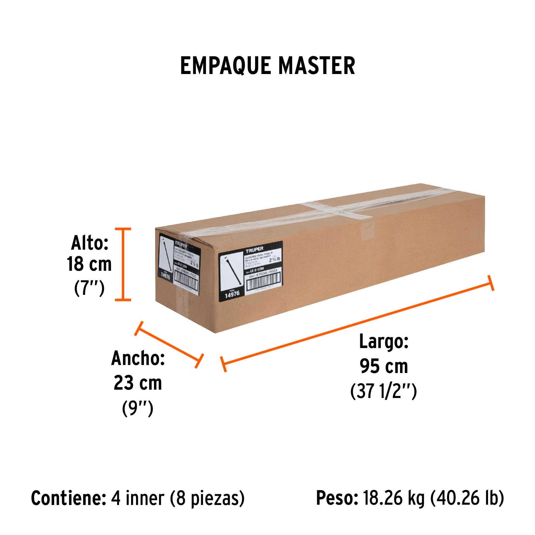 Hacha labor entera 2-1/2 lb, mango de fibra de vidrio 36'