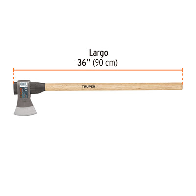 Hacha labor entera 3 lb con mango de madera de 36', Truper