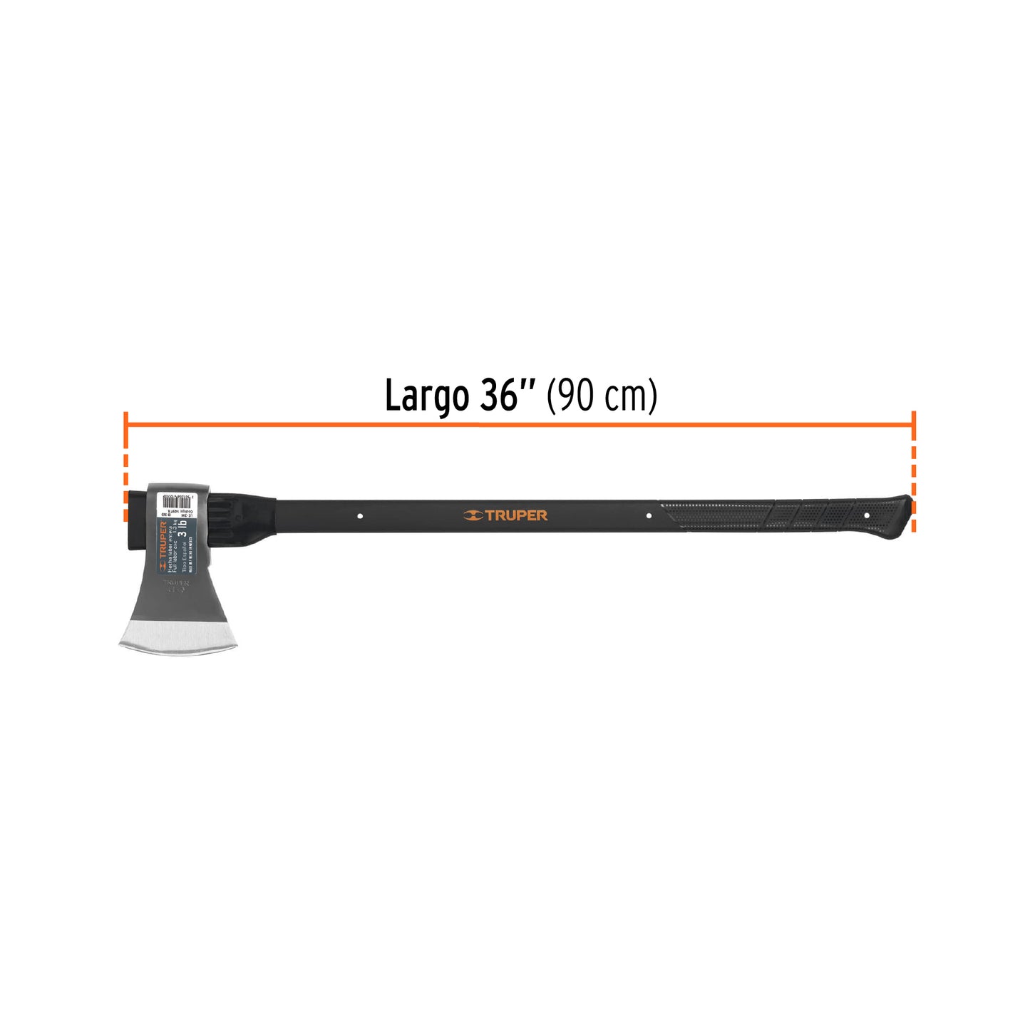 Hacha labor entera, 3 lb, mango de encino 36"