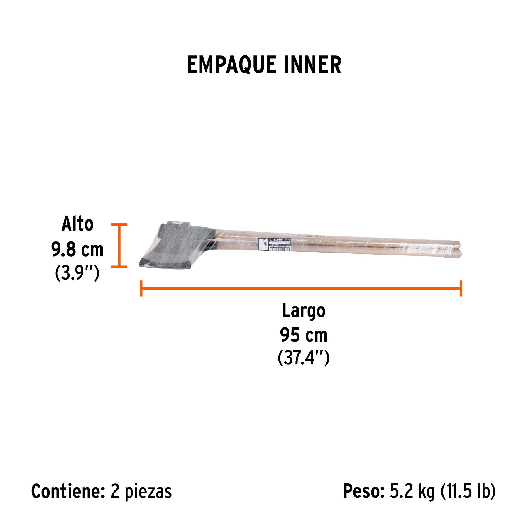Hacha labor entera 4 lb con mango de madera de 36',Truper