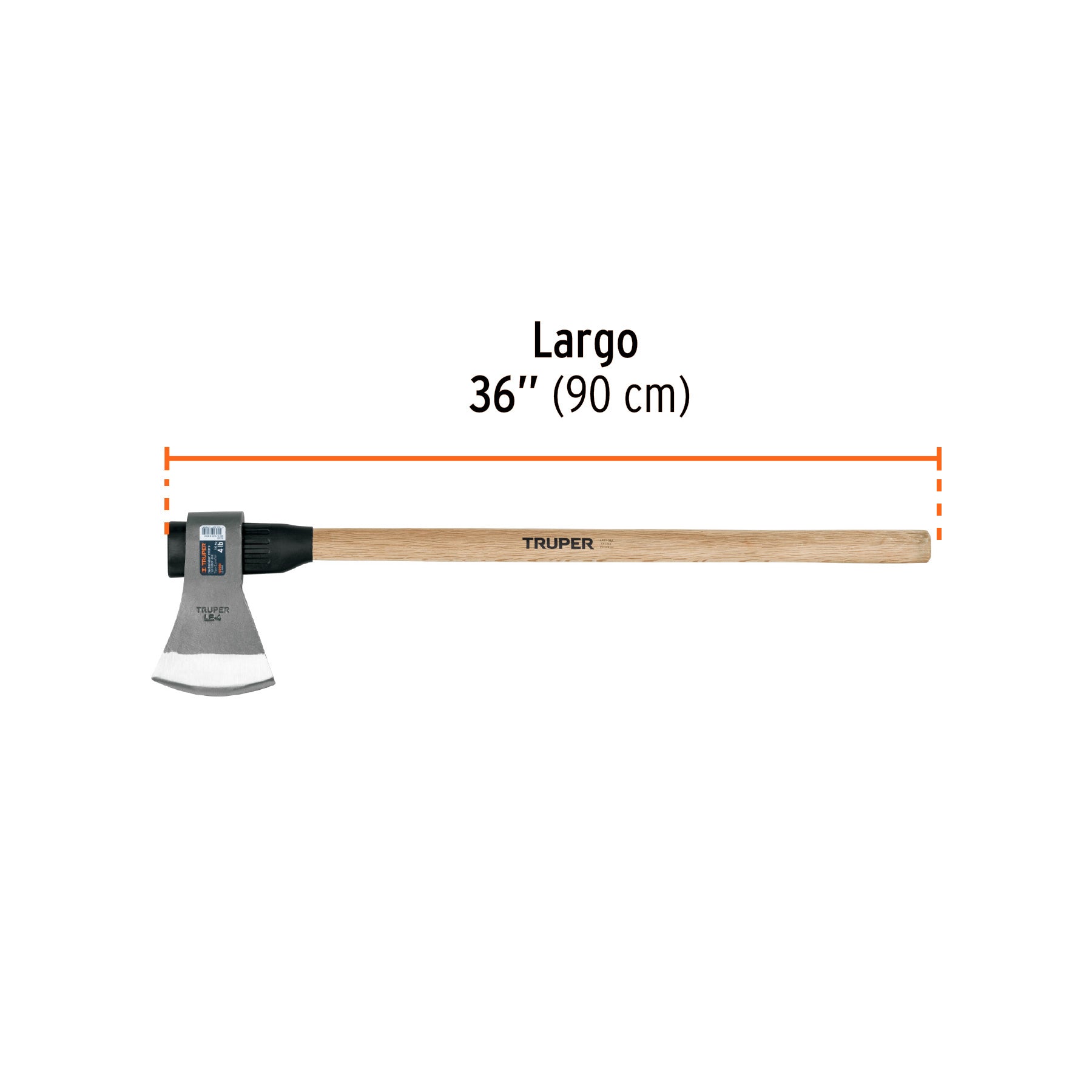 Hacha labor entera 4 lb con mango de madera de 36',Truper