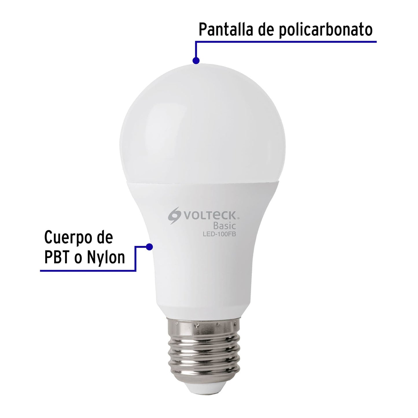 Lámpara de l LED, A19, 14 W, luz de día, Volteck Basic