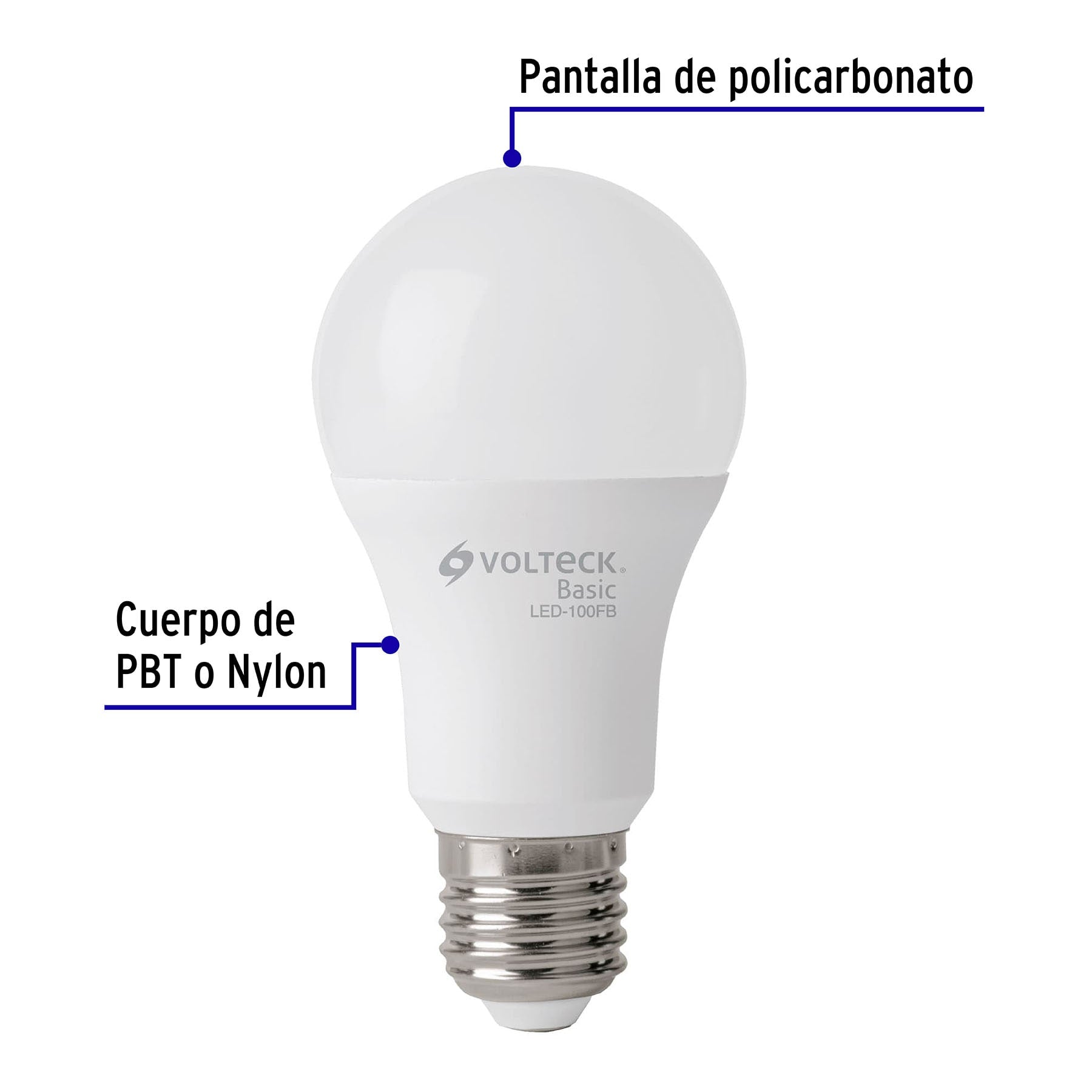 Lámpara de l LED, A19, 14 W, luz de día, Volteck Basic
