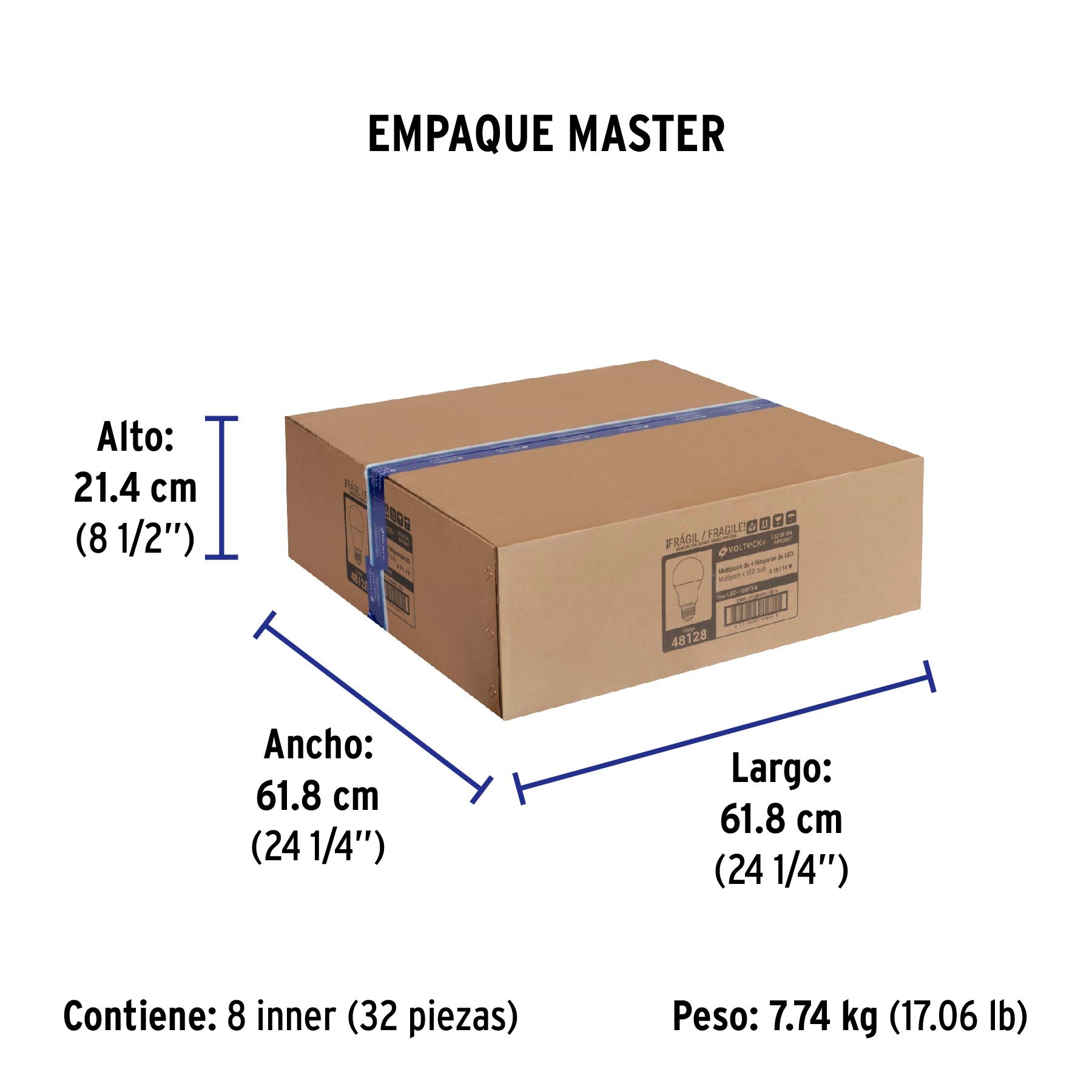 Lámpara LED tipo bulbo, A19, 14 W, luz de día, 4 pzas caja