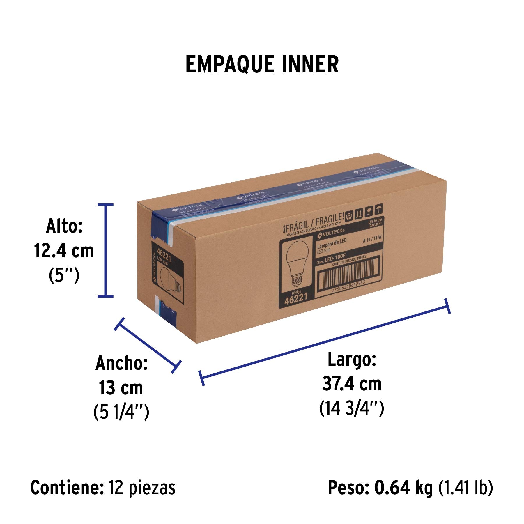 Lámpara de LED, bulbo estándar, A19, 14 W, luz de día
