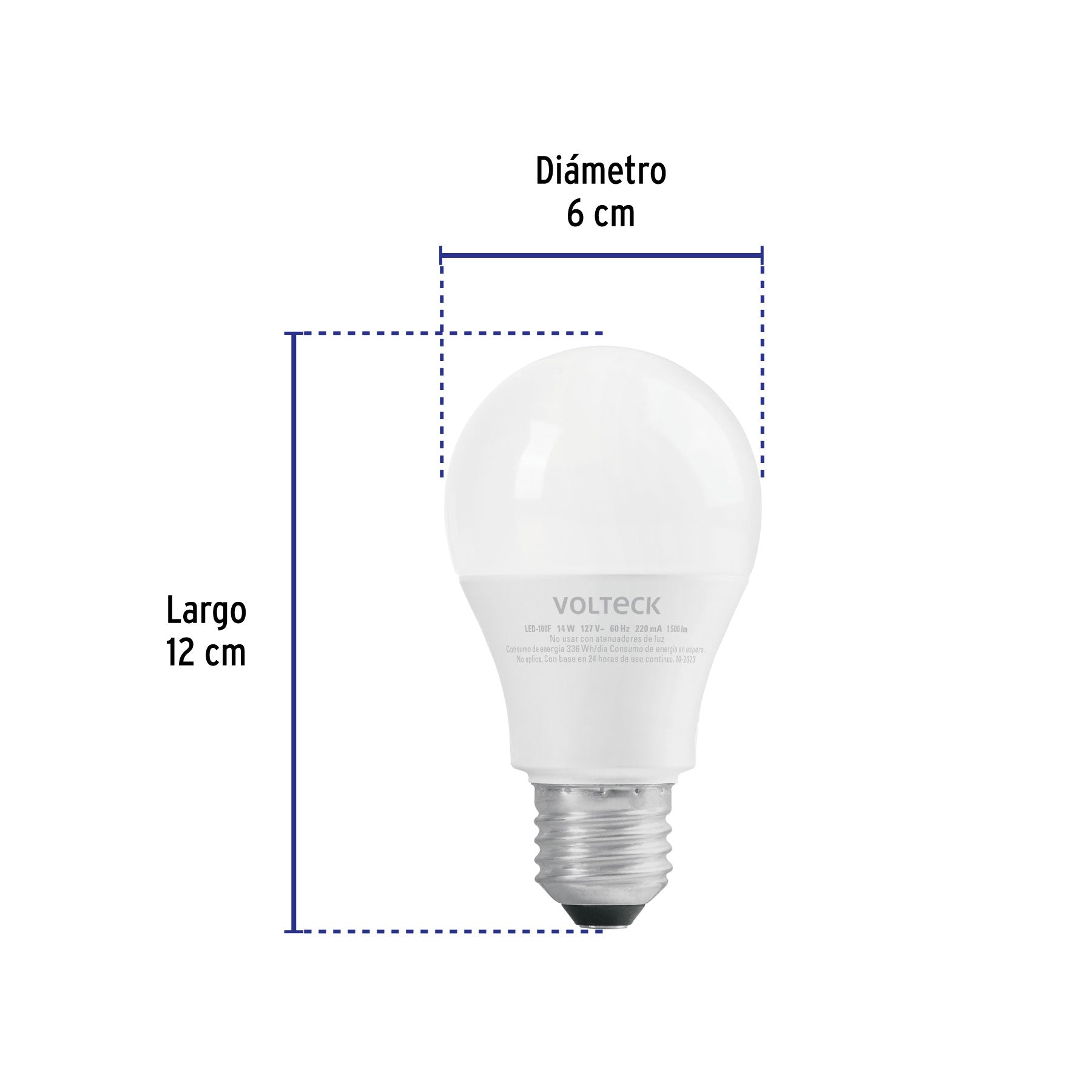 Lámpara de LED, bulbo estándar, A19, 14 W, luz de día