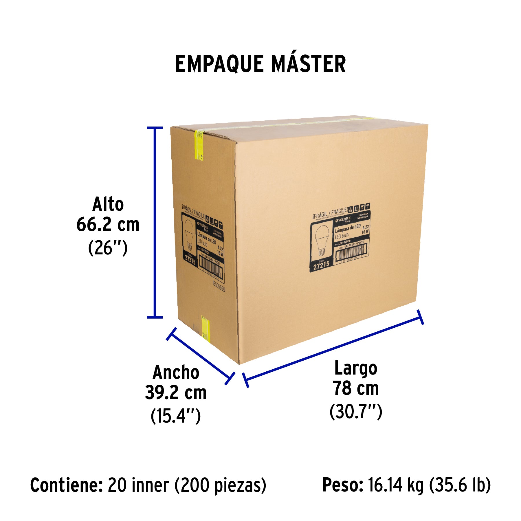 Lámpara de LED tipo bulbo A22 16 W, luz cálida, caja, Basic