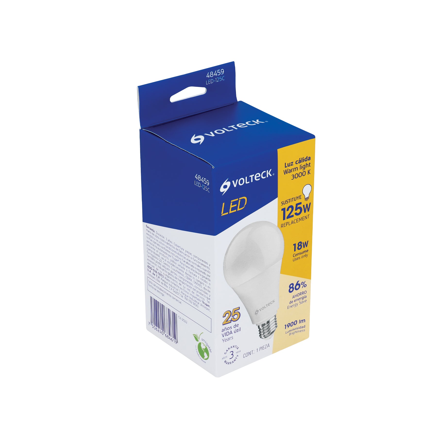 Lámpara de LED 18 W tipo bulbo, luz cálida
