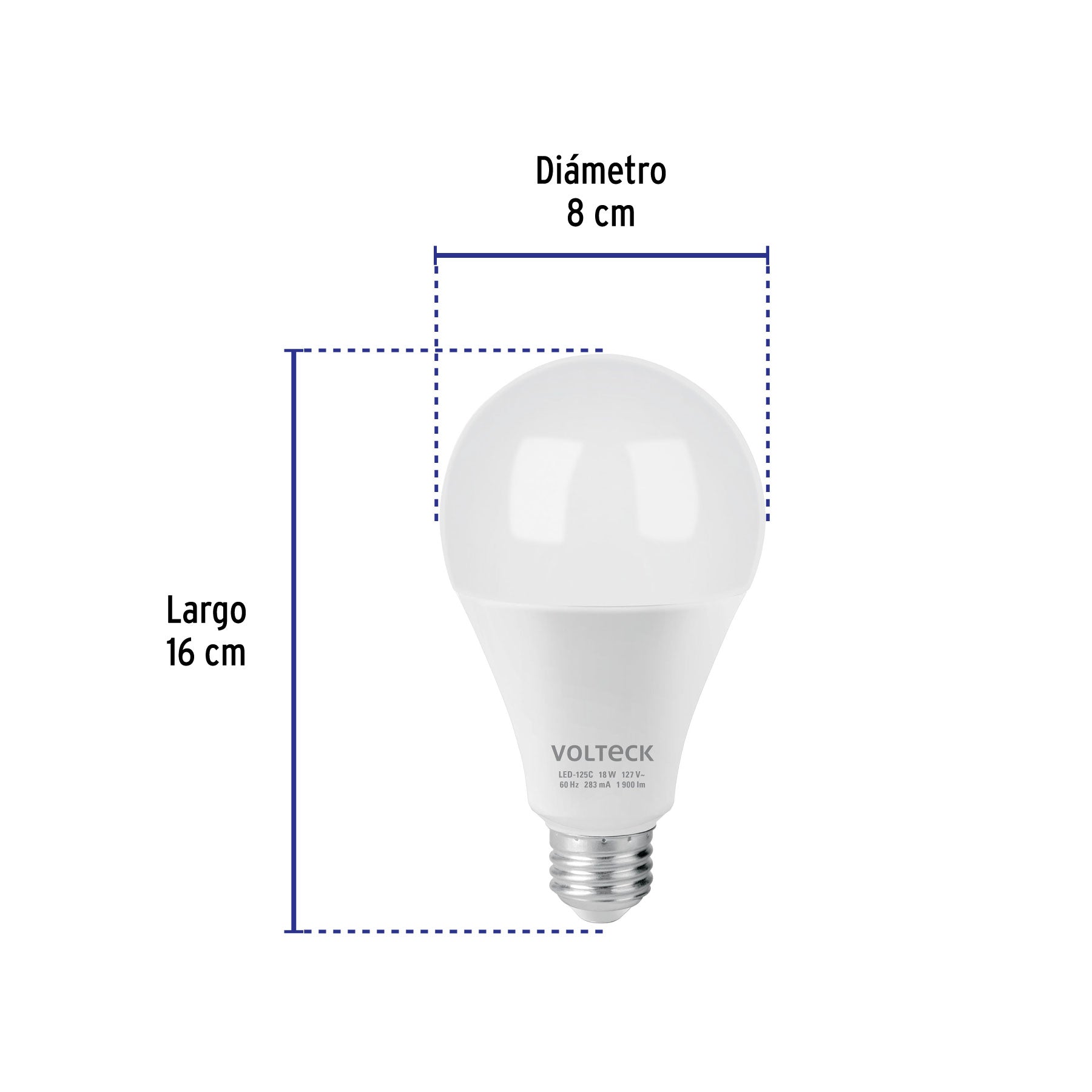 Lámpara de LED 18 W tipo bulbo, luz cálida