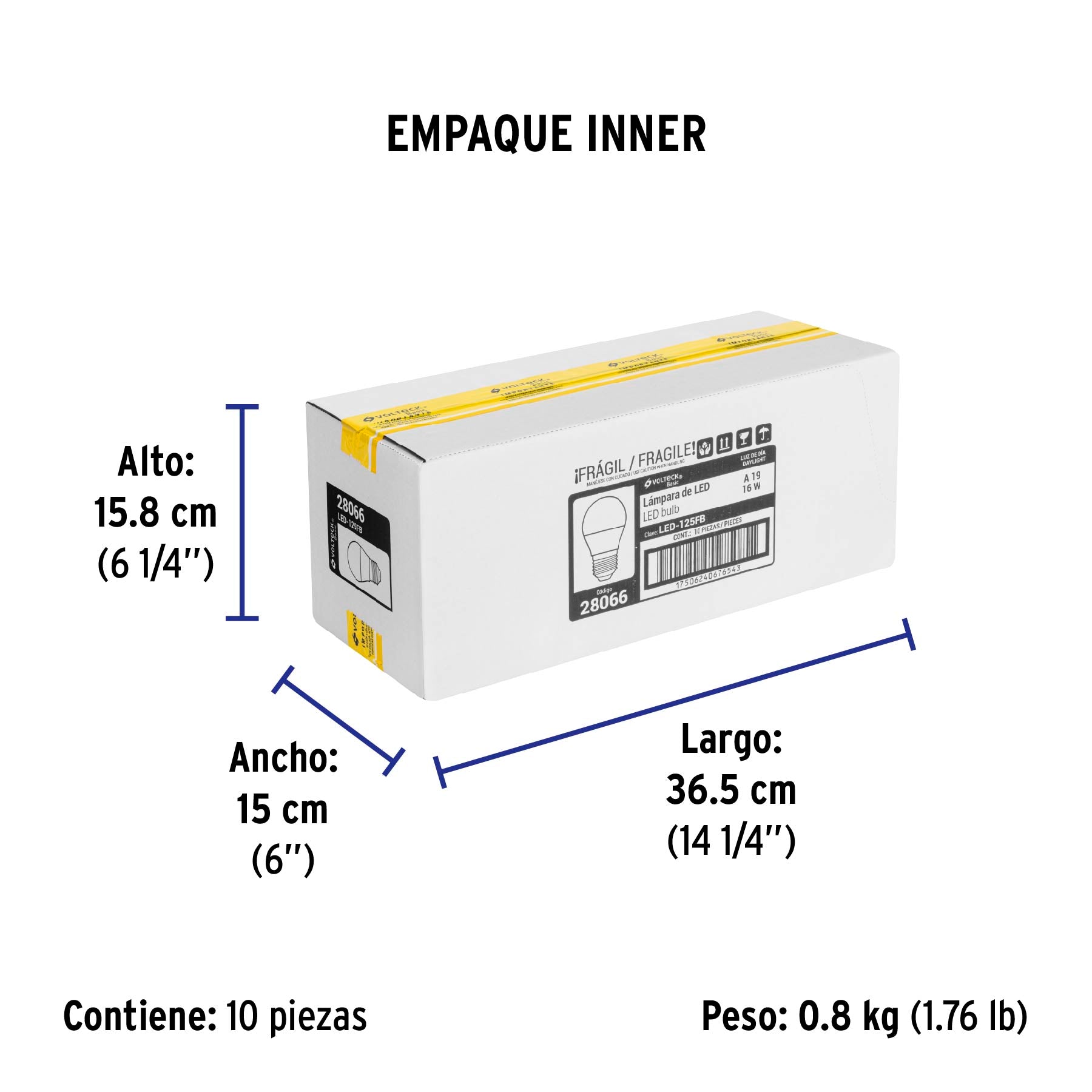 Lámpara de LED, A19, 16 W, luz de día, Volteck Basic SUSTITUTO 46222