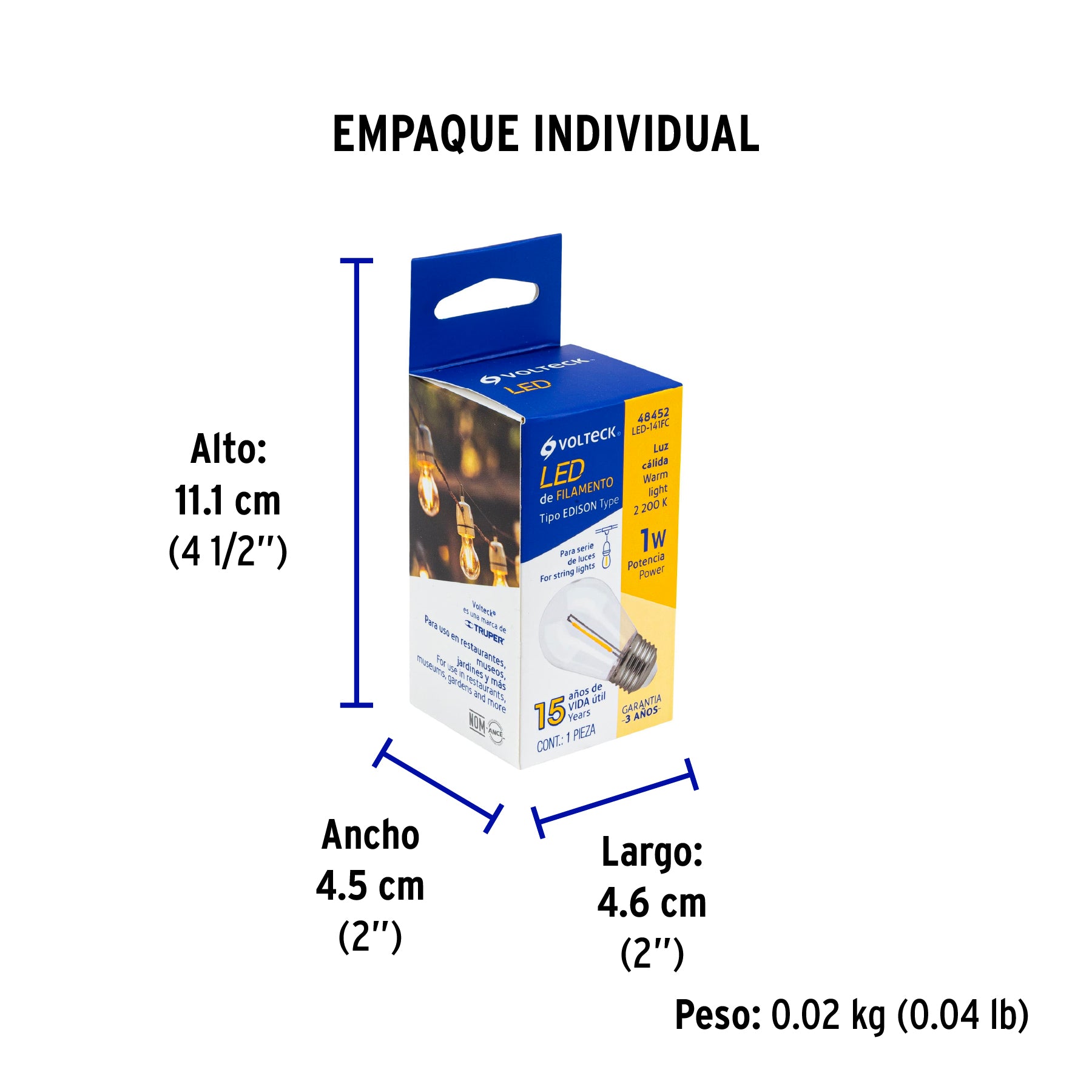 Lámpara de LED S14 de 1 W, luz cálida