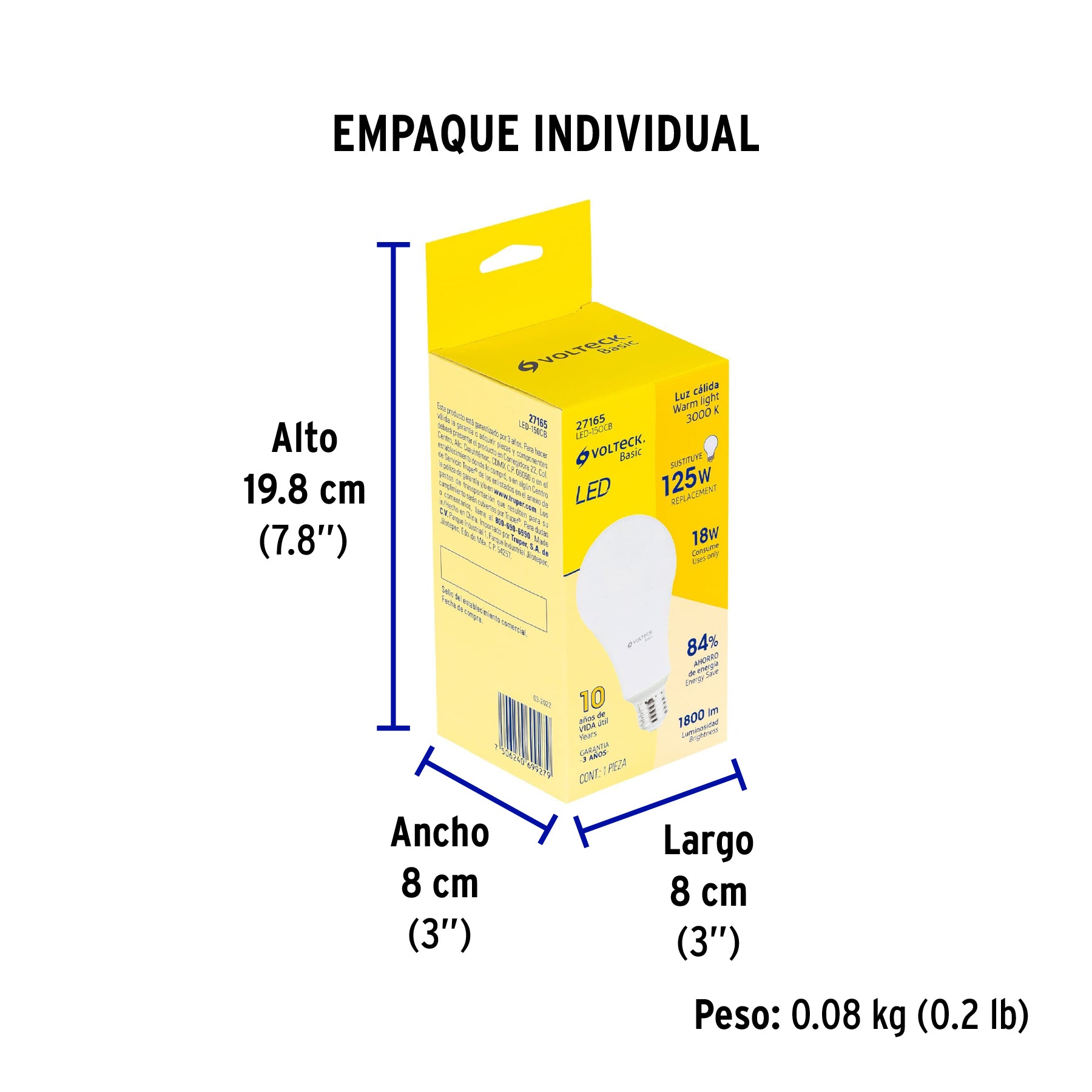 Lámpara de LED tipo bulbo A25 18 W, luz cálida, caja, Basic