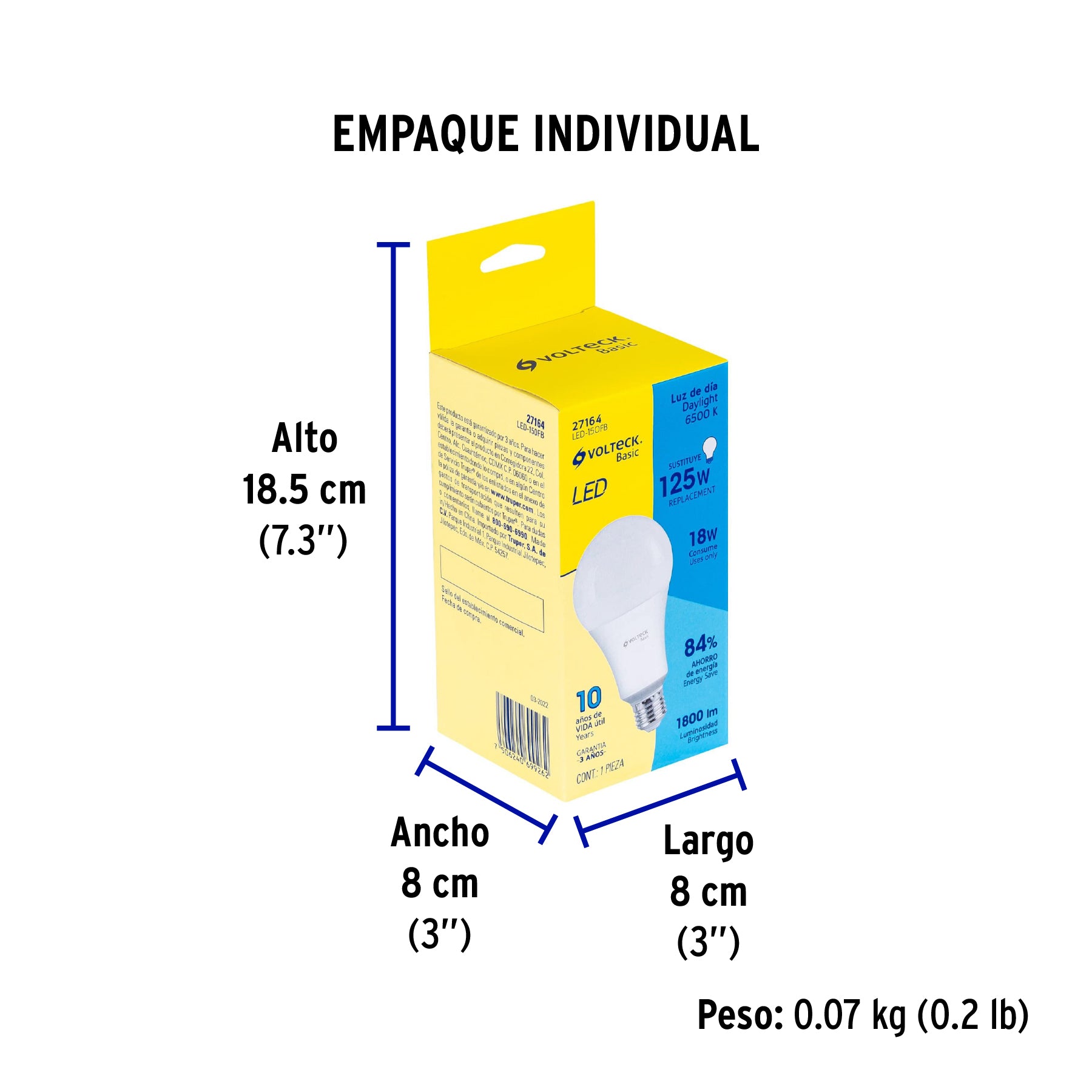 Lámpara de LED tipo bulbo A25 18 W, luz de día, caja, Basic