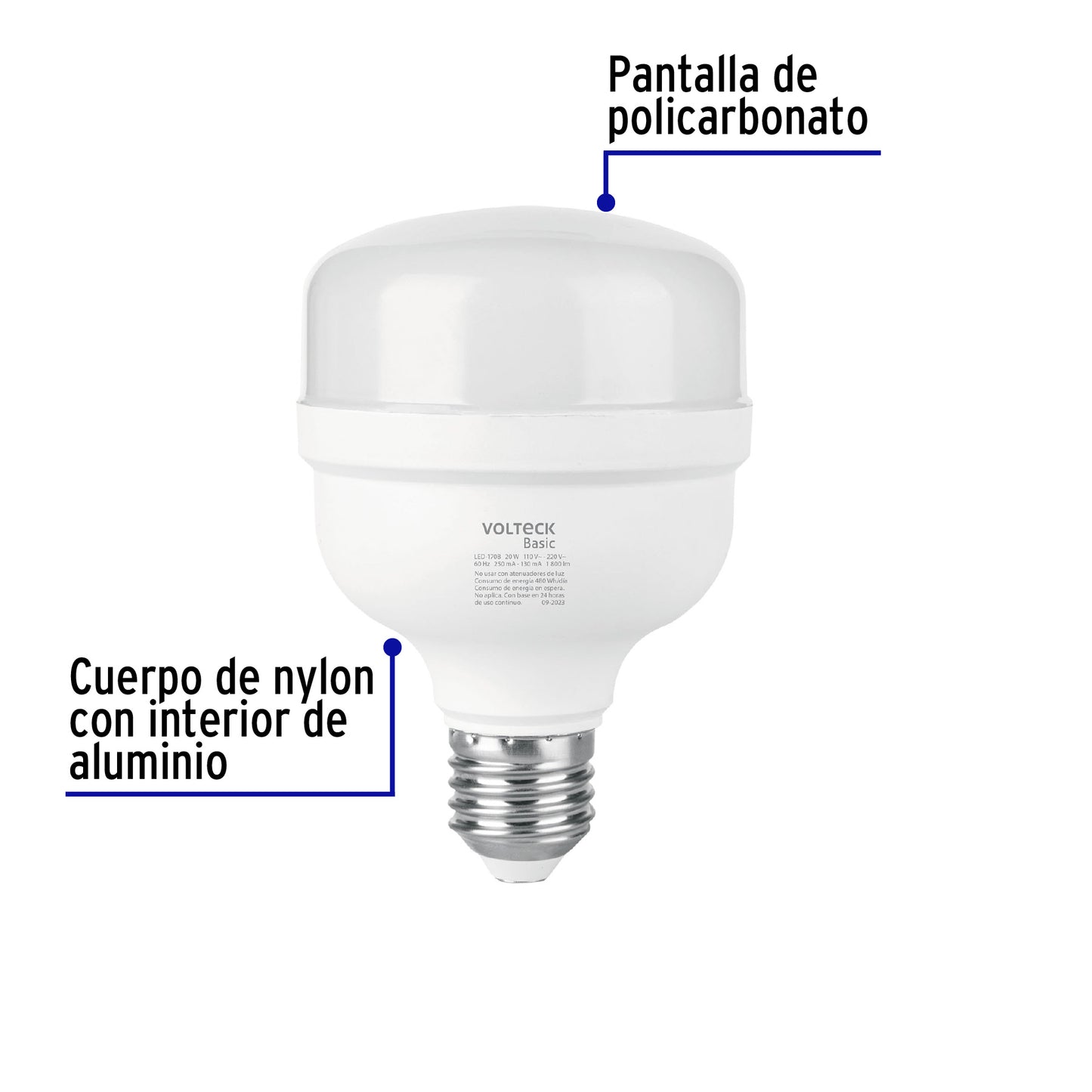Lámpara LED alta potencia 20W (equiv. 170W) luz de día Basic